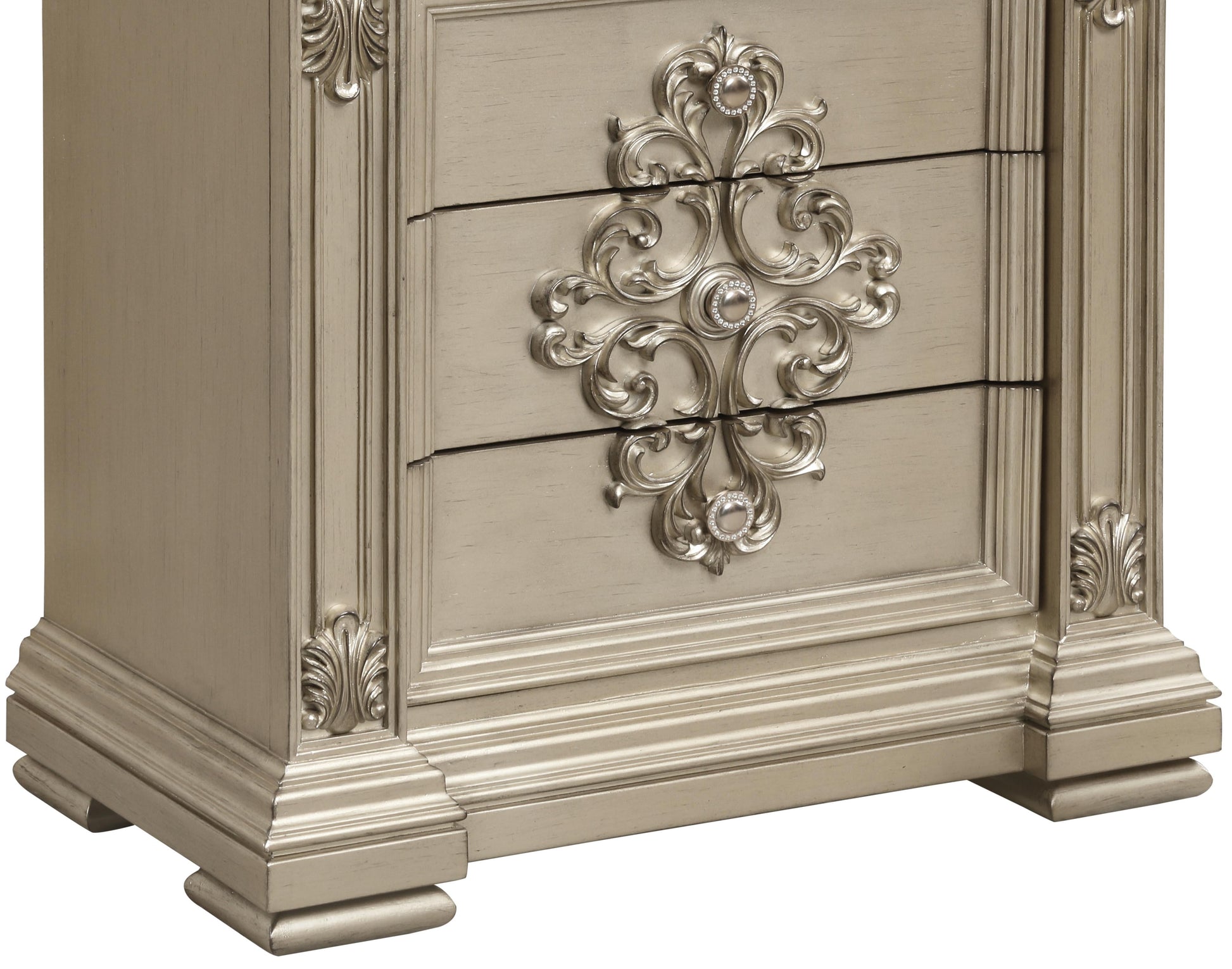 Alicia Transitional Style Nightstand in Beige finish Wood - ATL FURNITURE