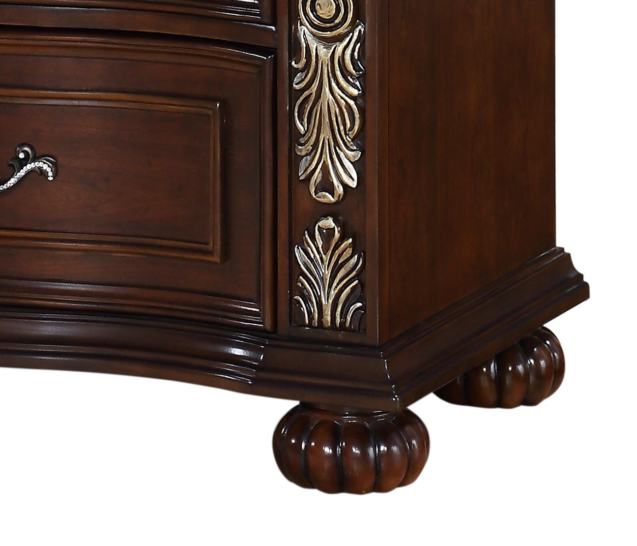 Rosanna Traditional Style Nightstand in Cherry finish Wood - ATL FURNITURE