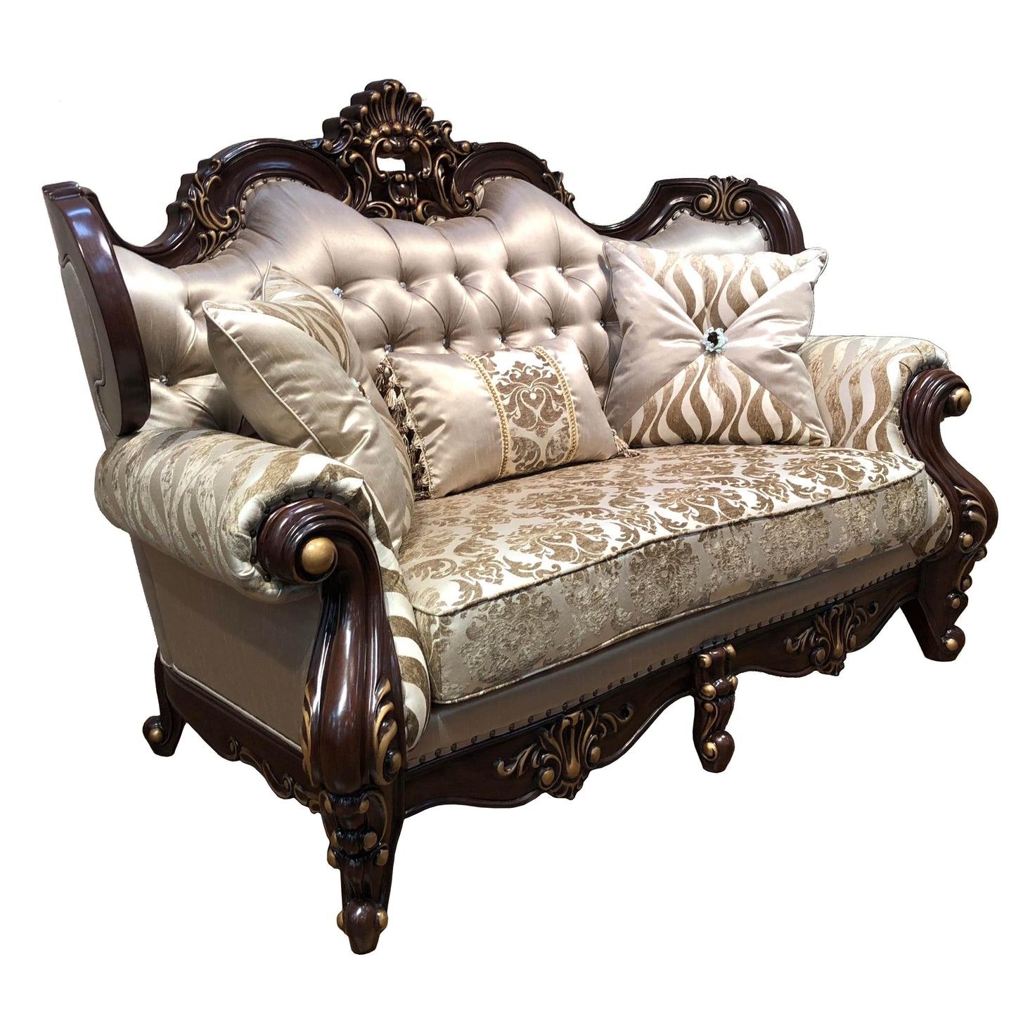 Jade Traditional Style Loveseat in Cherry finish Wood - ATL FURNITURE