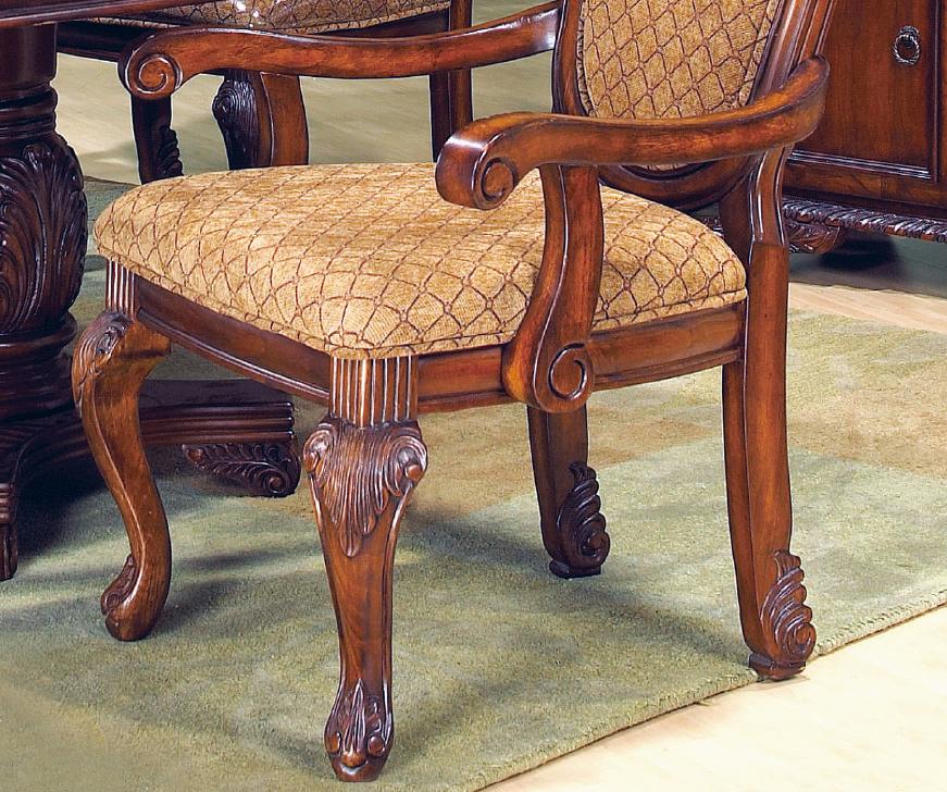 Veronica Cherry Traditional Style Dining Arm Chair in Cherry finish Wood - ATL FURNITURE