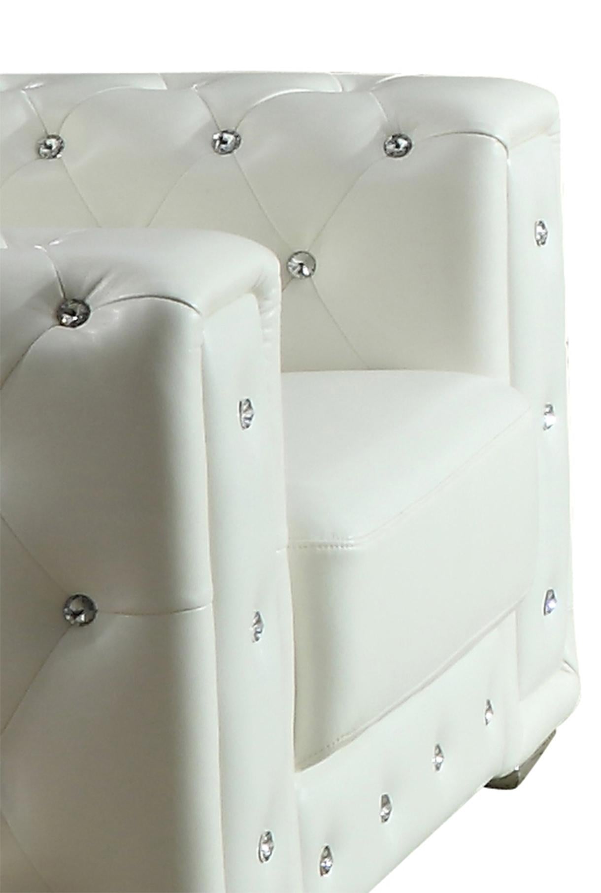 Charlise Modern Style White Chair in Faux Leather - ATL FURNITURE