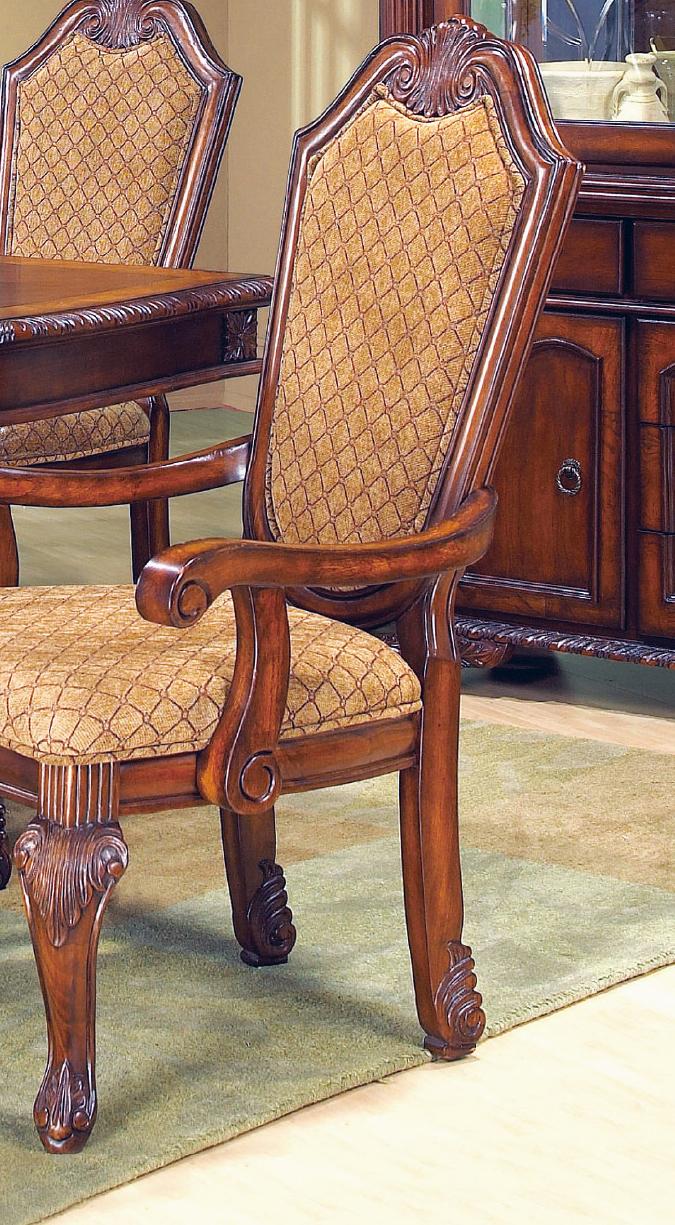 Veronica Cherry Traditional Style Dining Arm Chair in Cherry finish Wood - ATL FURNITURE