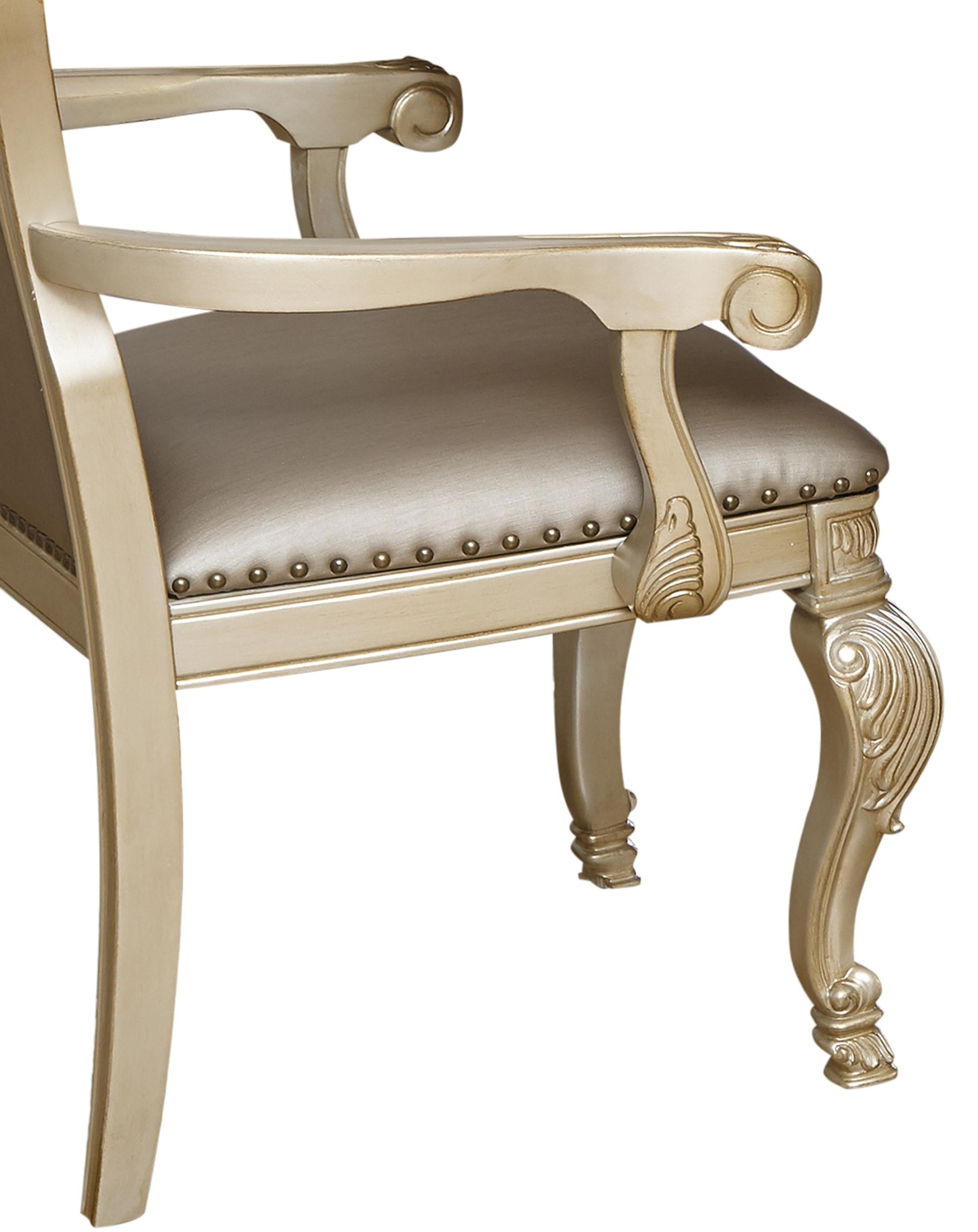 Miranda Transitional Style Dining Arm Chair in Gold finish Wood - ATL FURNITURE