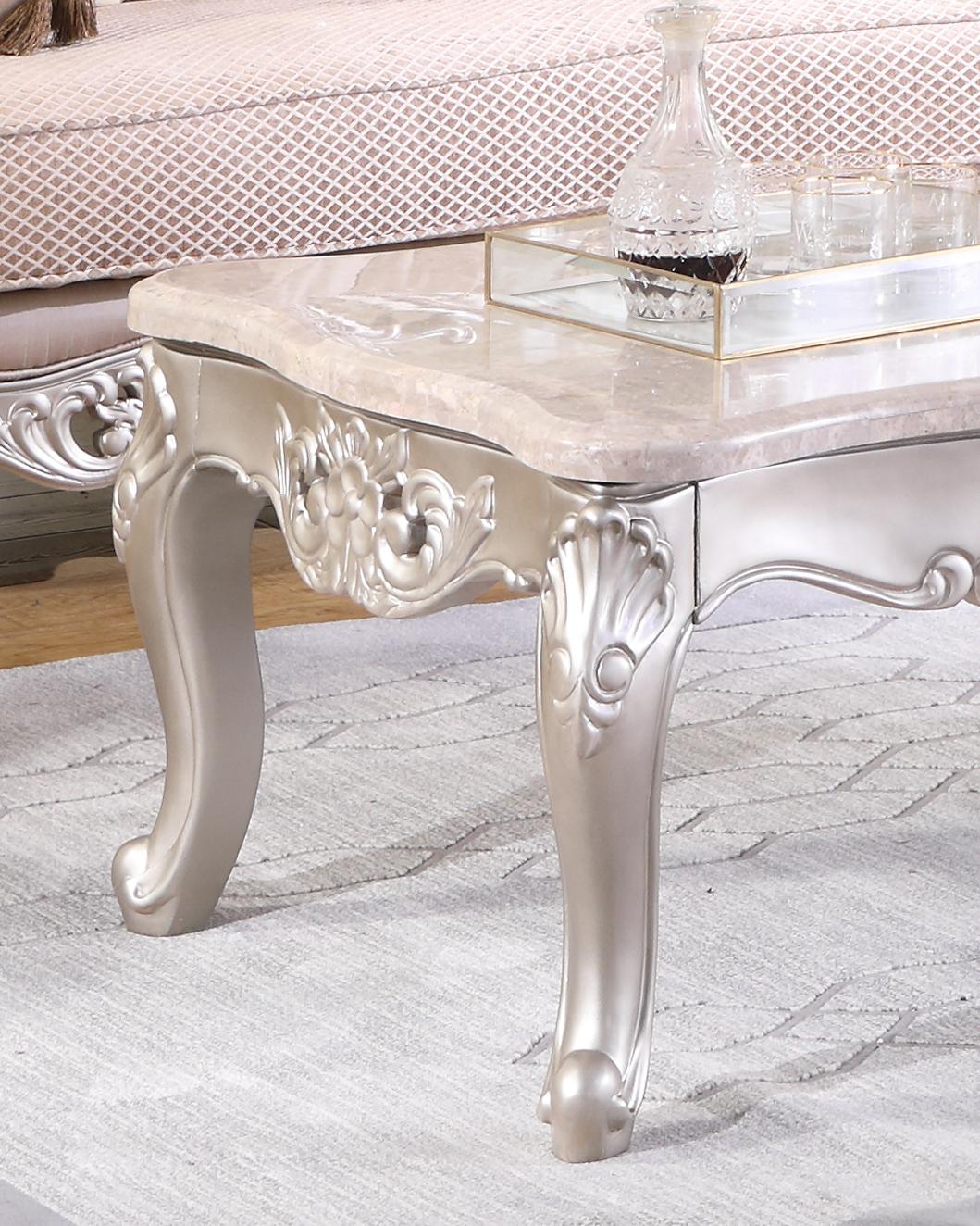 Daisy Traditional Style Coffee Table in Pearl finish Wood - ATL FURNITURE