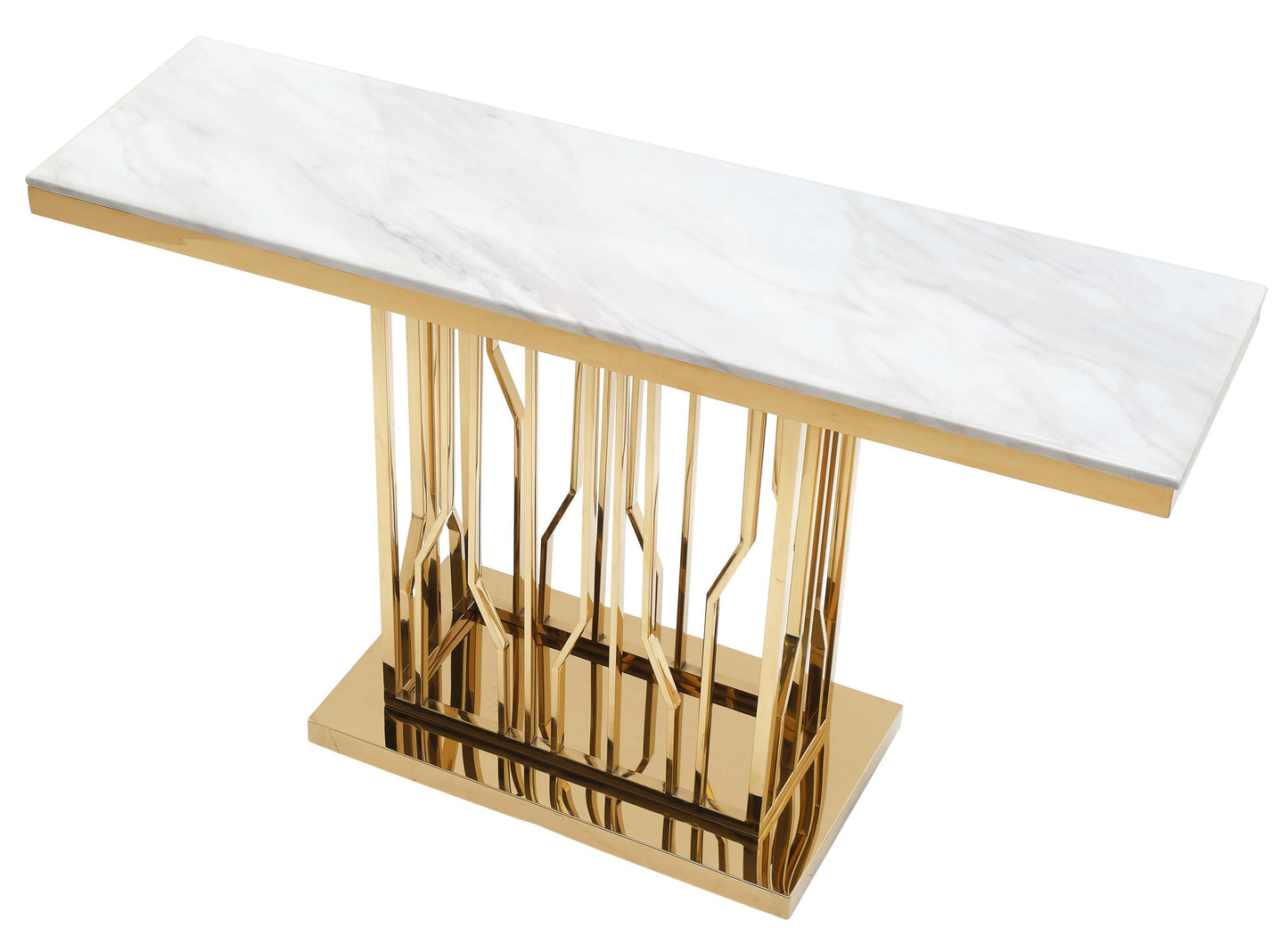 Pandora Modern Style Marble Console Table with Metal Base - ATL FURNITURE