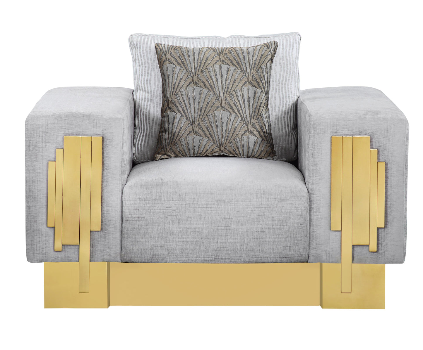 Megan Modern Style Gray Chair with Gold Finish - ATL FURNITURE