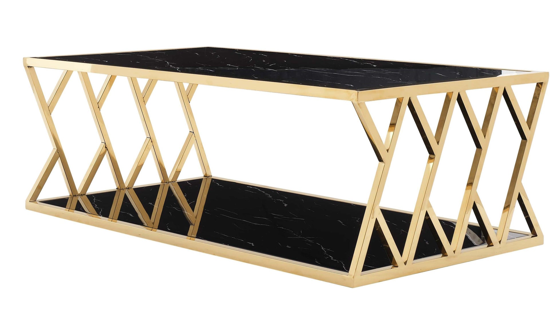 Leah Modern Style Marble Coffee Table with Metal Base - ATL FURNITURE