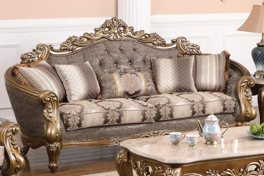 Amelia Traditional Style Sofa in Bronze finish Wood - ATL FURNITURE