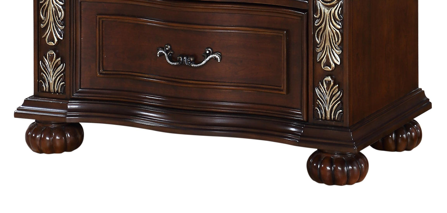 Rosanna Traditional Style Nightstand in Cherry finish Wood - ATL FURNITURE