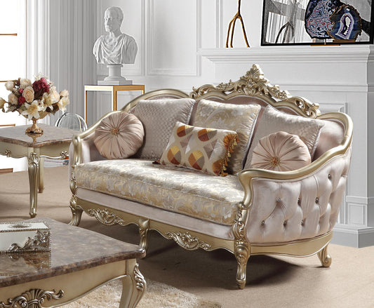 Diana Traditional Style Loveseat in Champagne finish Wood - ATL FURNITURE