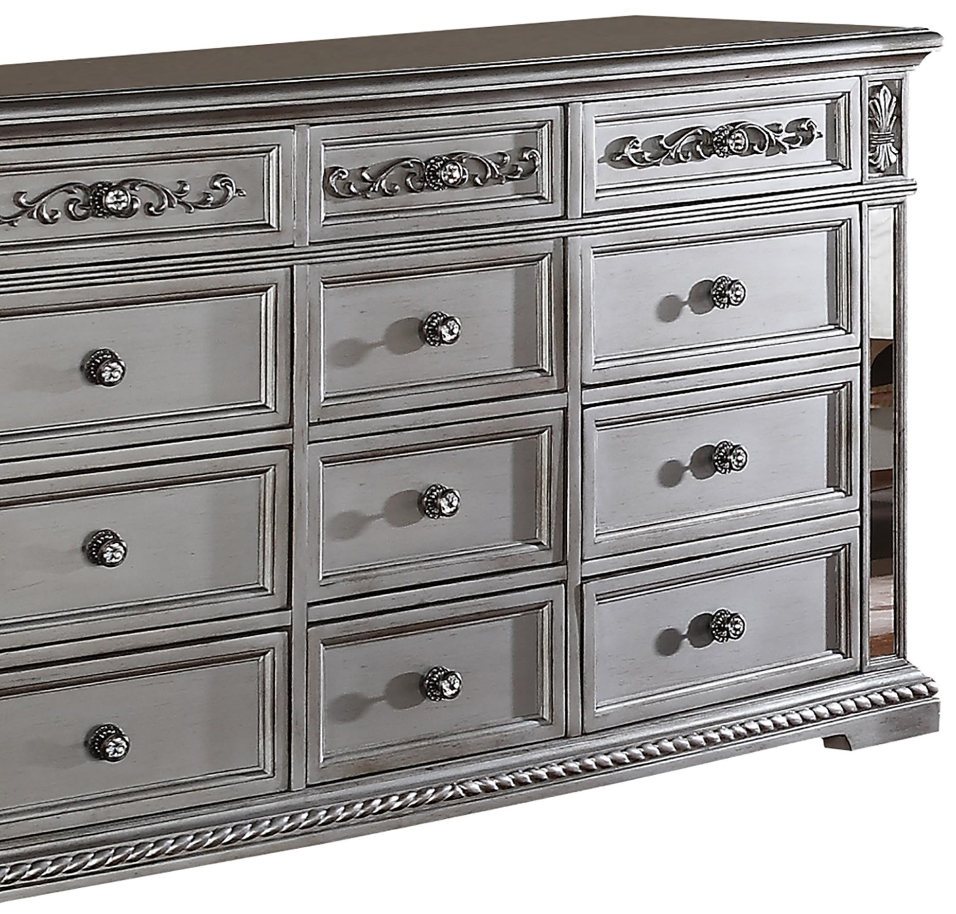 Pamela Transitional Style Dresser in Silver finish Wood - ATL FURNITURE