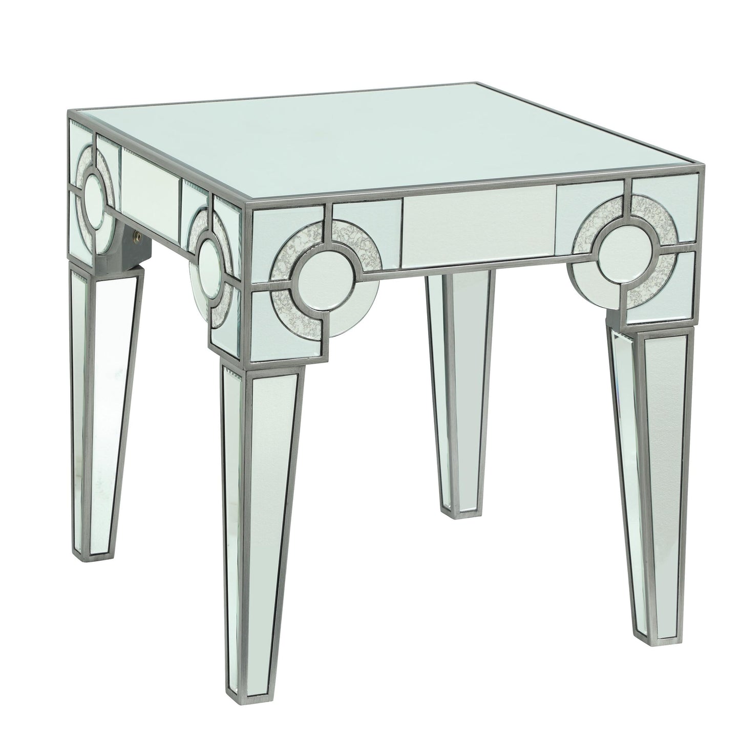 Zoe Modern Style Glass End Table with Silver fiinish - ATL FURNITURE