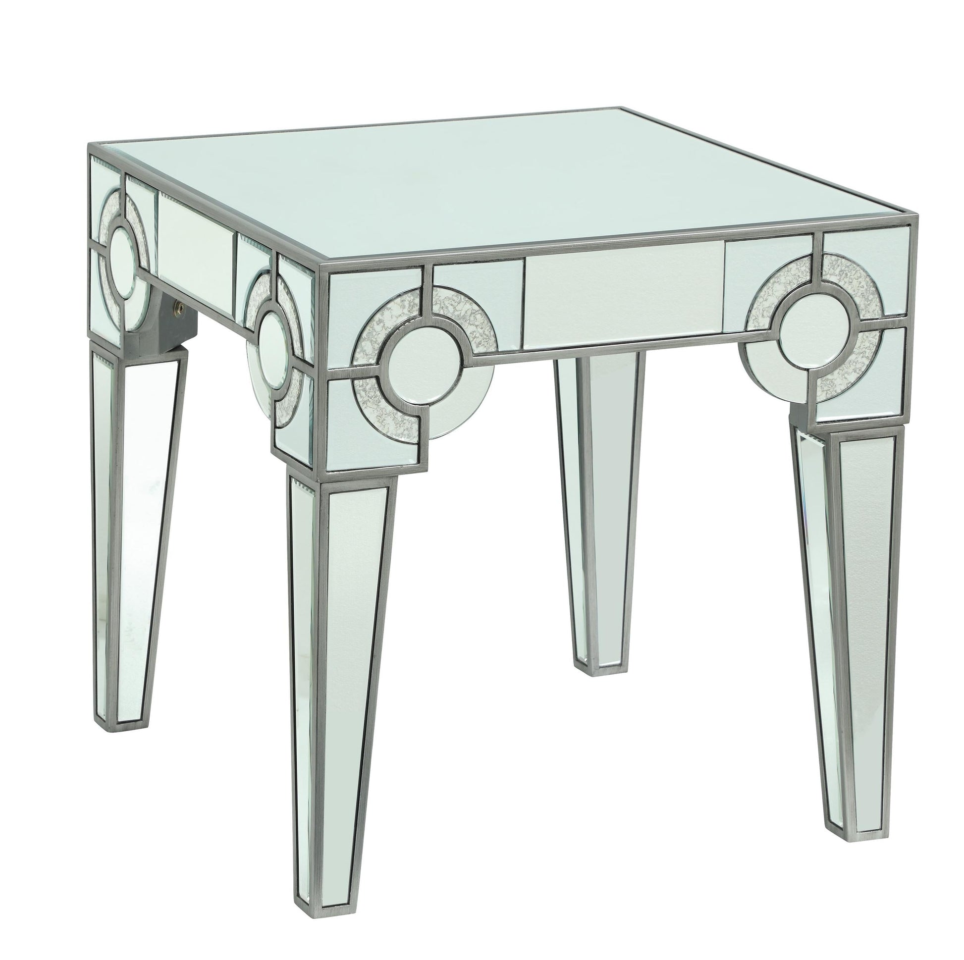 Zoe Modern Style Glass End Table with Silver fiinish - ATL FURNITURE