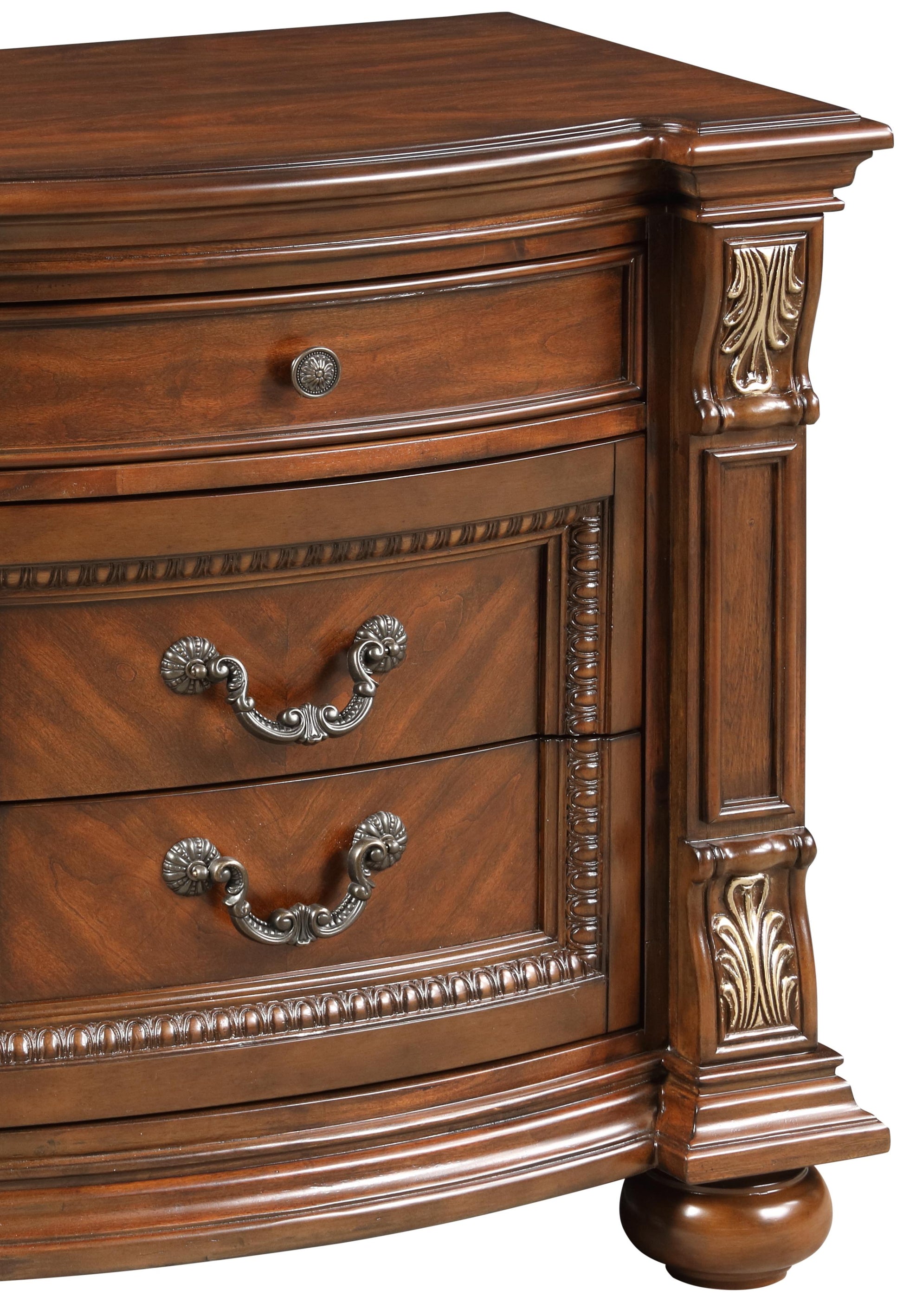 Viviana Traditional Style Nightstand in Caramel finish Wood - ATL FURNITURE