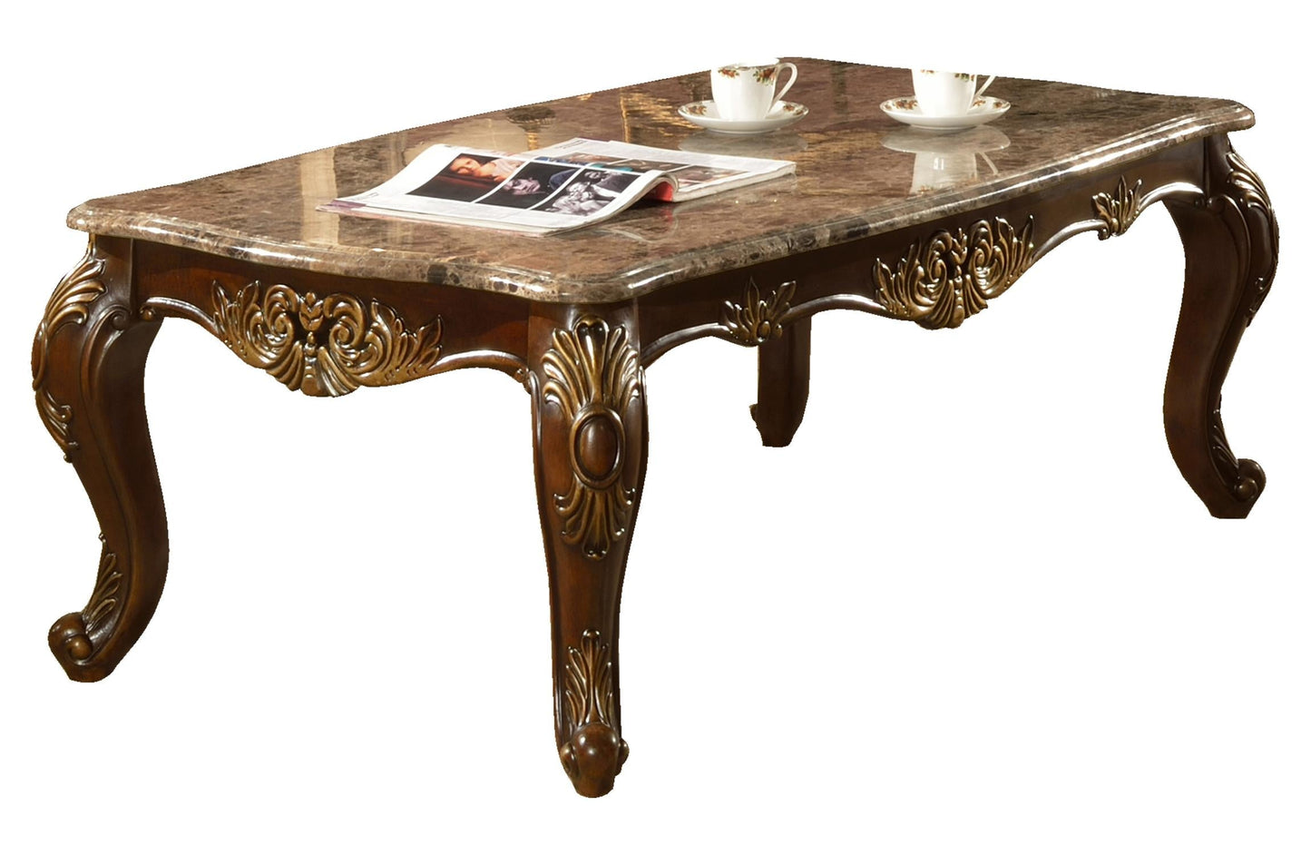 Britney Traditional Style Coffee Table in Cherry finish Wood - ATL FURNITURE