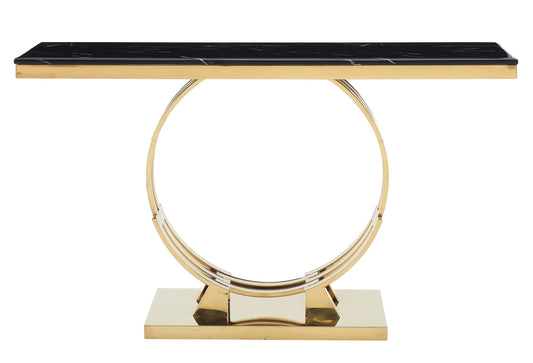 Alisa Modern Style Marble Console Table with Metal Base - ATL FURNITURE