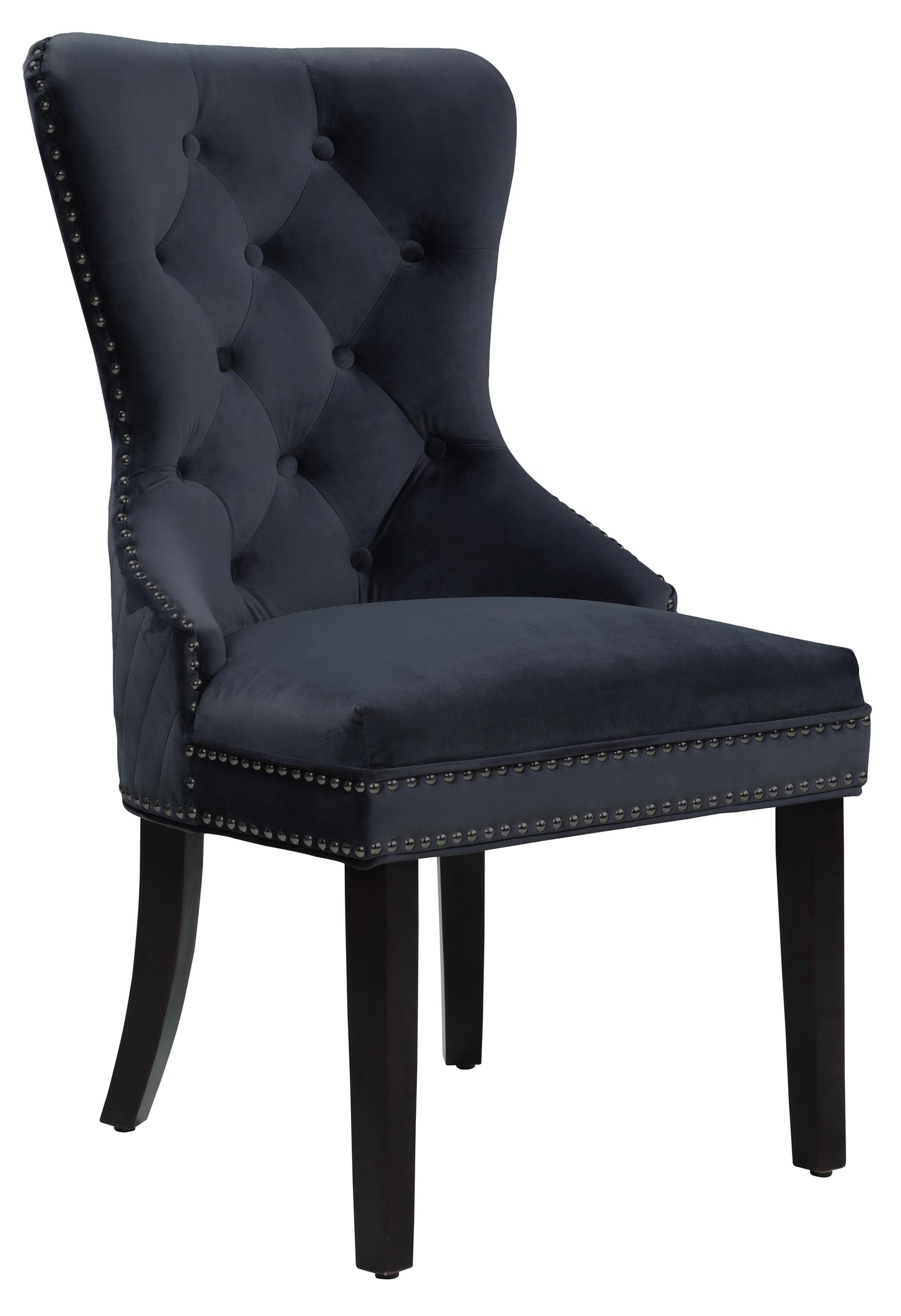 Bronx Transitional Style Black Dining Chair in Walnut Wood - ATL FURNITURE