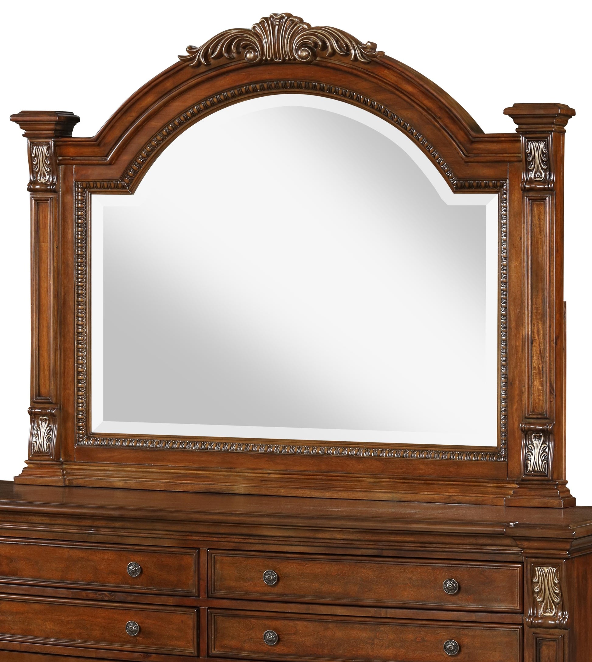 Viviana Traditional Style Mirror in Caramel finish Wood - ATL FURNITURE