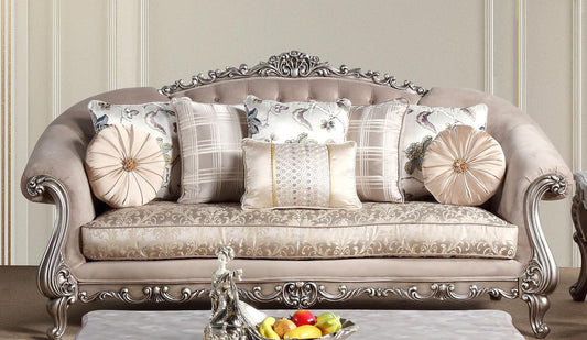 Cristina Traditional Style Sofa in Silver finish Wood - ATL FURNITURE