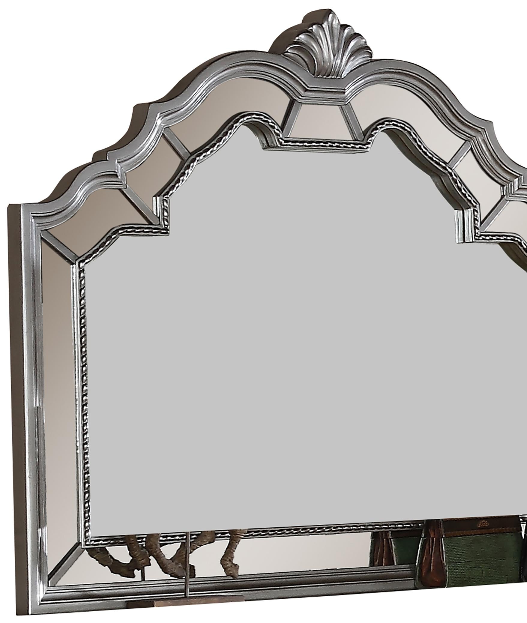 Pamela Transitional Style Mirror in Silver finish Wood - ATL FURNITURE