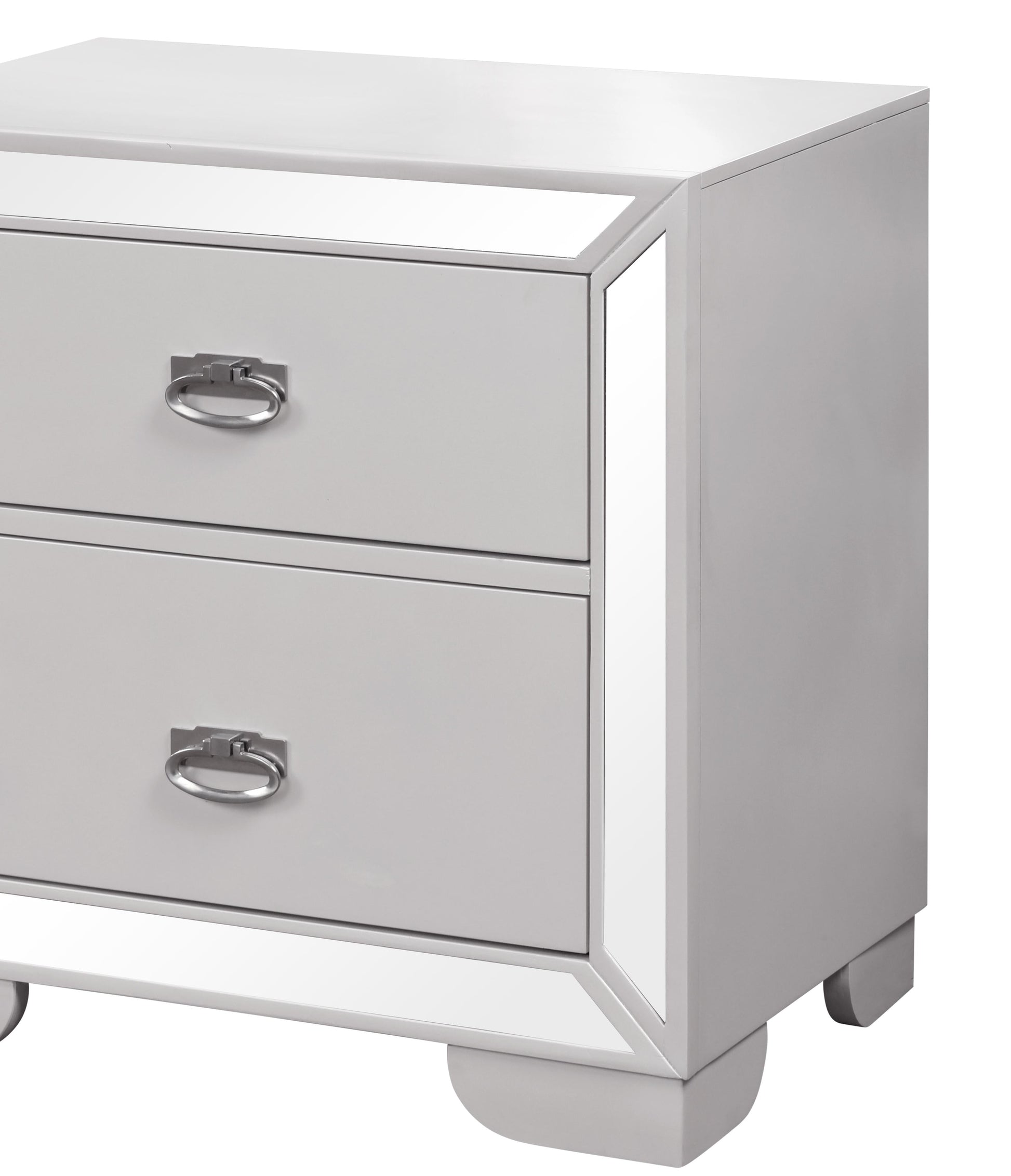 Grand Gloria Contemporary Style Nightstand in White finish Wood - ATL FURNITURE