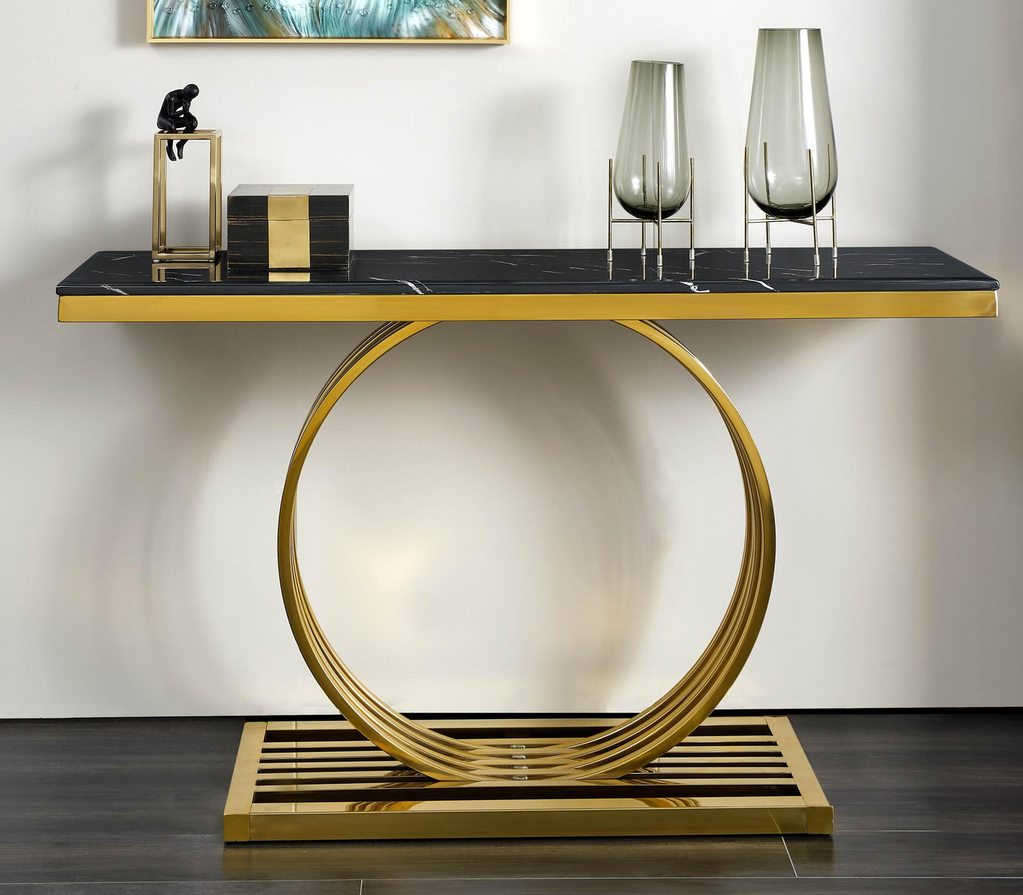 Arlene Modern Style Marble Console Table with Metal Base - ATL FURNITURE