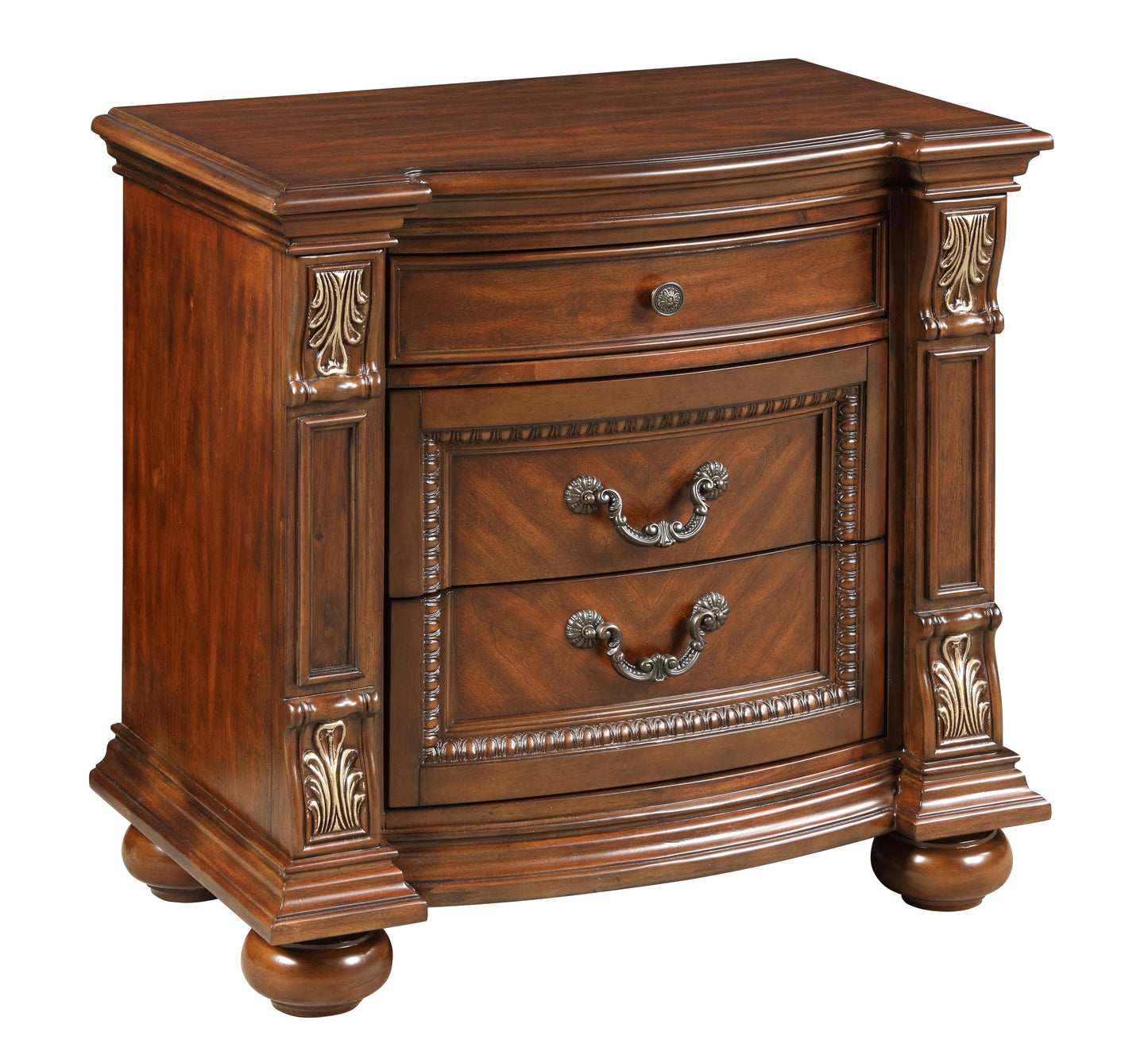 Viviana Traditional Style Nightstand in Caramel finish Wood - ATL FURNITURE