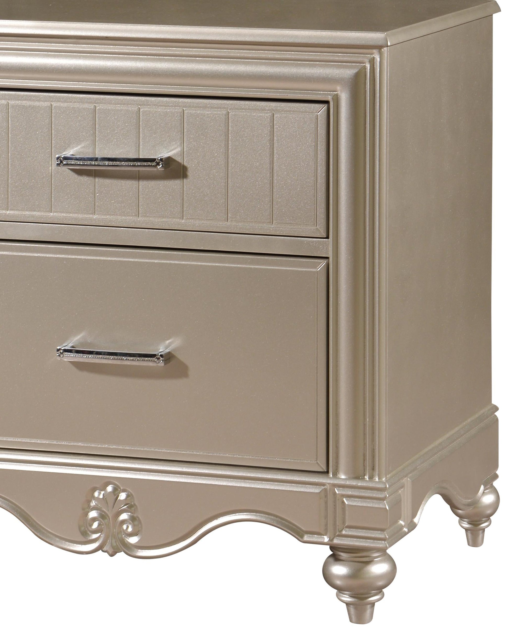 Faisal Transitional Style Nightstand in Champagne finish Wood - ATL FURNITURE