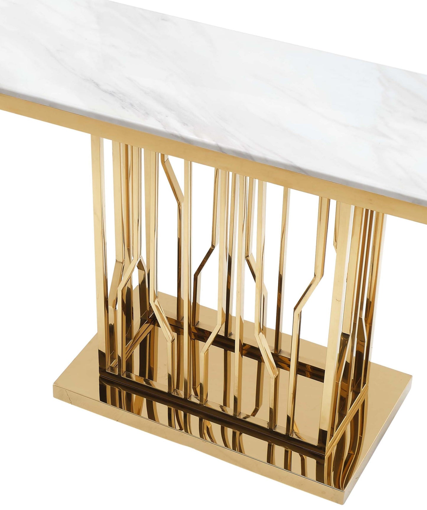 Pandora Modern Style Marble Console Table with Metal Base - ATL FURNITURE