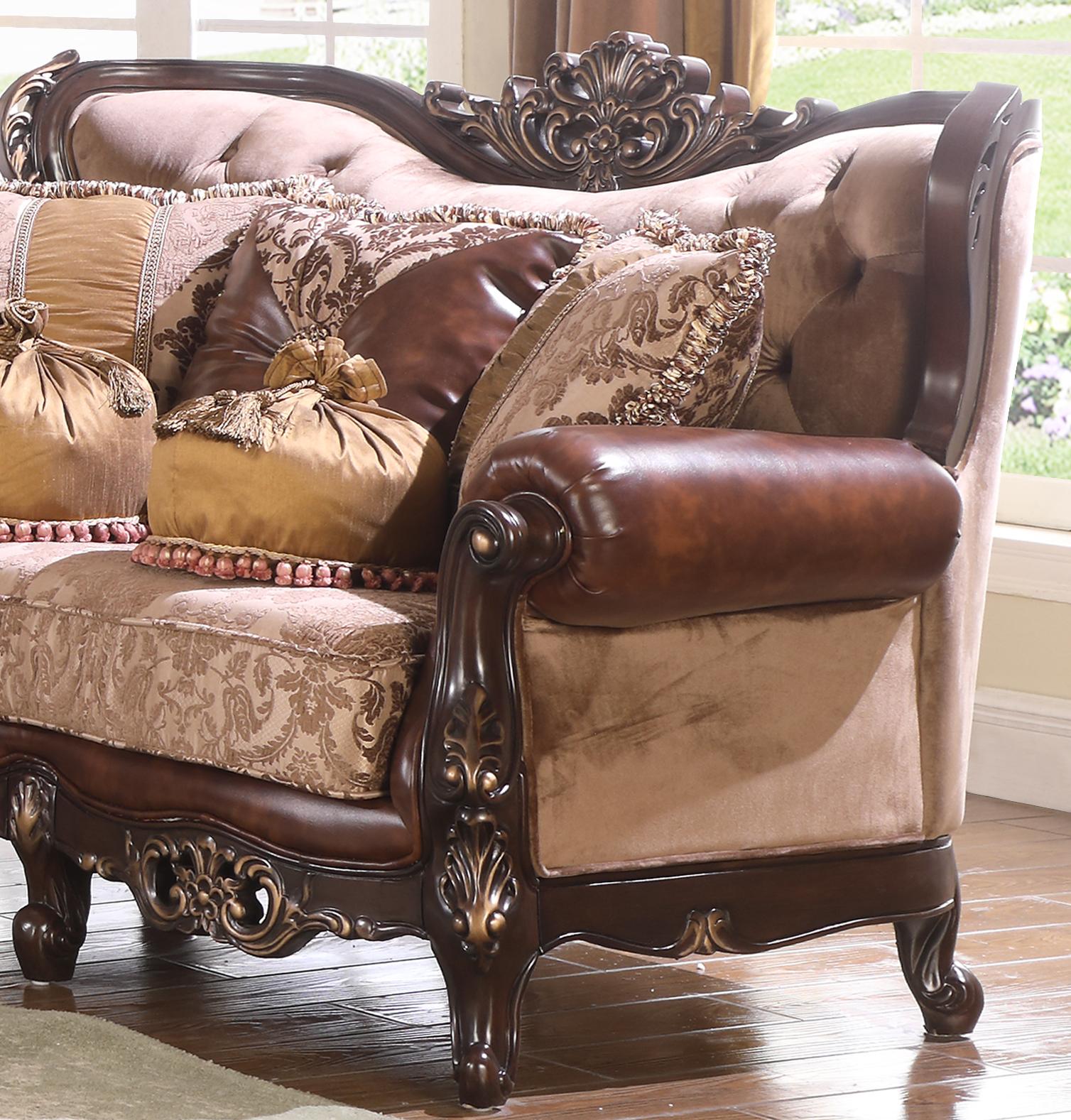 Phoenix Transitional Style Loveseat in Cherry finish Wood - ATL FURNITURE