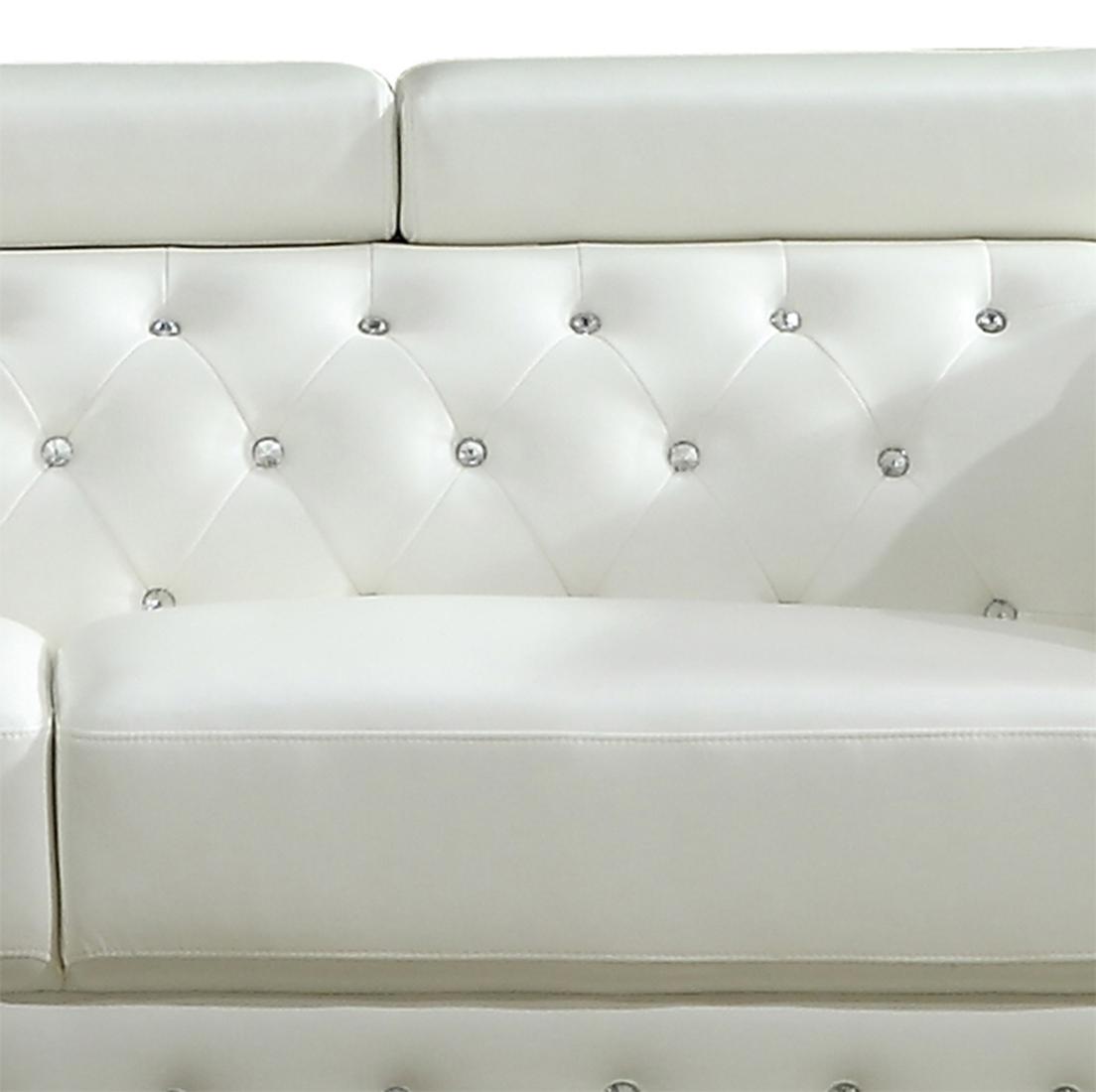 Charlise Modern Style White Sofa in Faux Leather - ATL FURNITURE