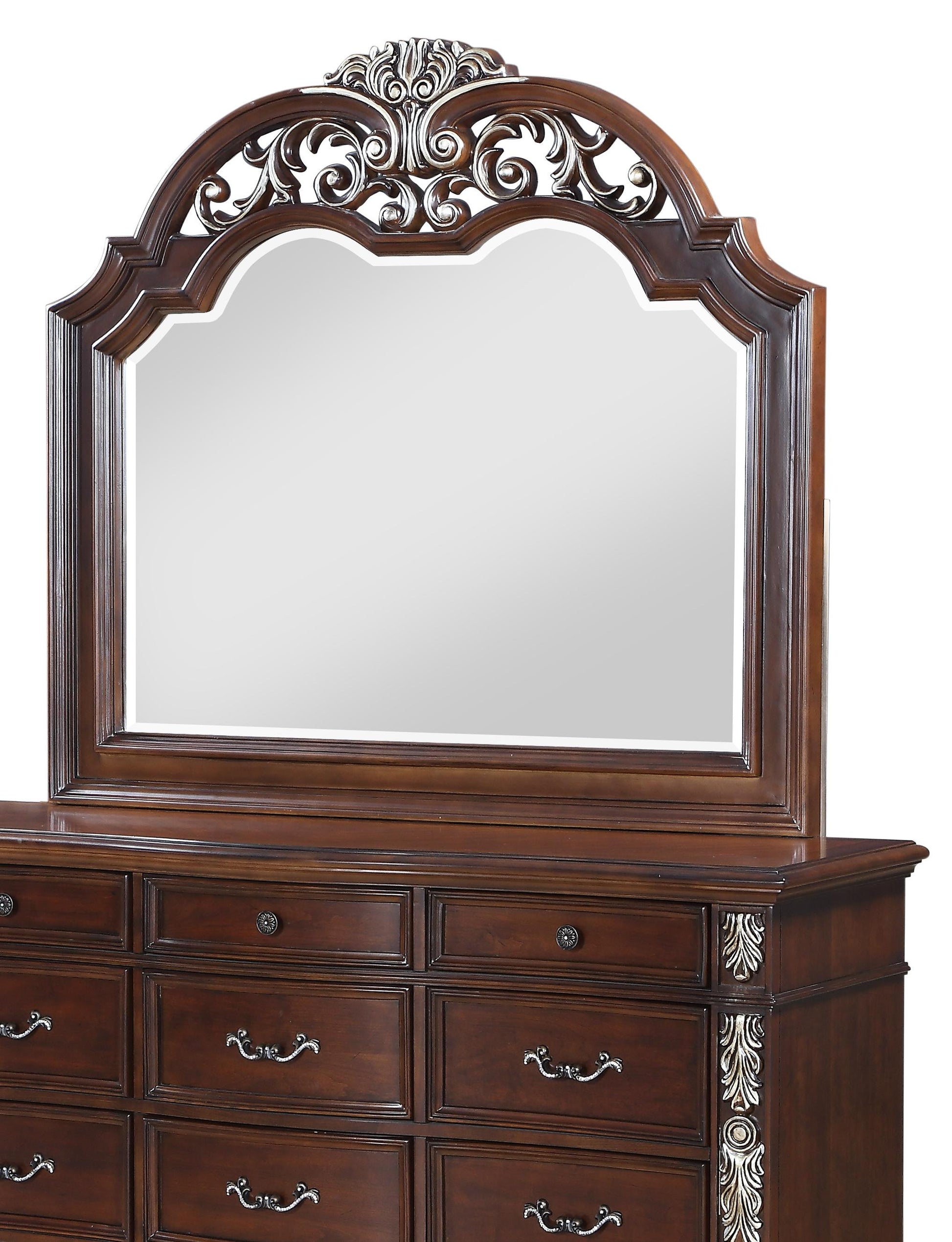 Rosanna Traditional Style Mirror in Cherry finish Wood - ATL FURNITURE