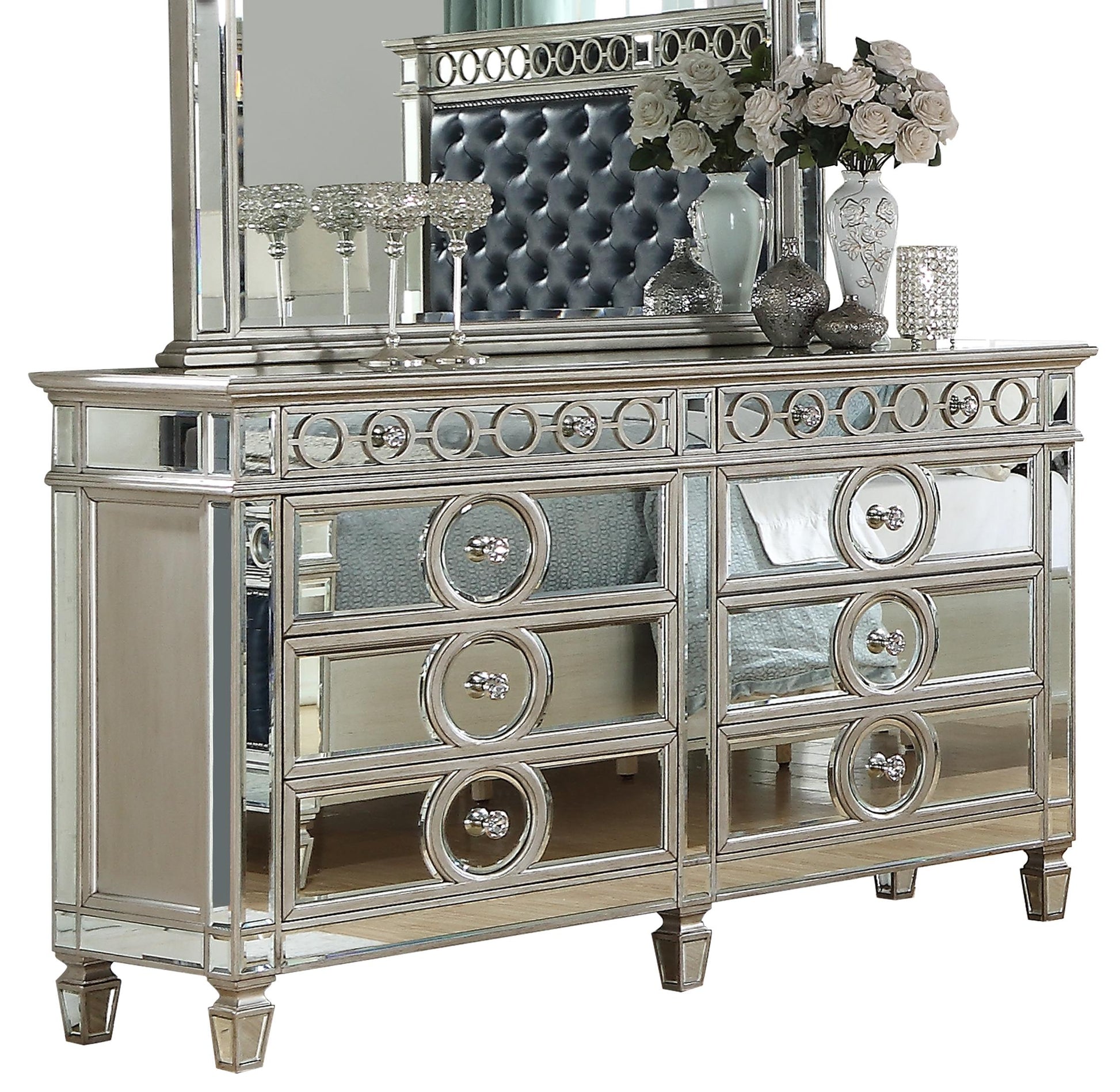 Brooklyn Contemporary Style Dresser in Silver finish Wood - ATL FURNITURE