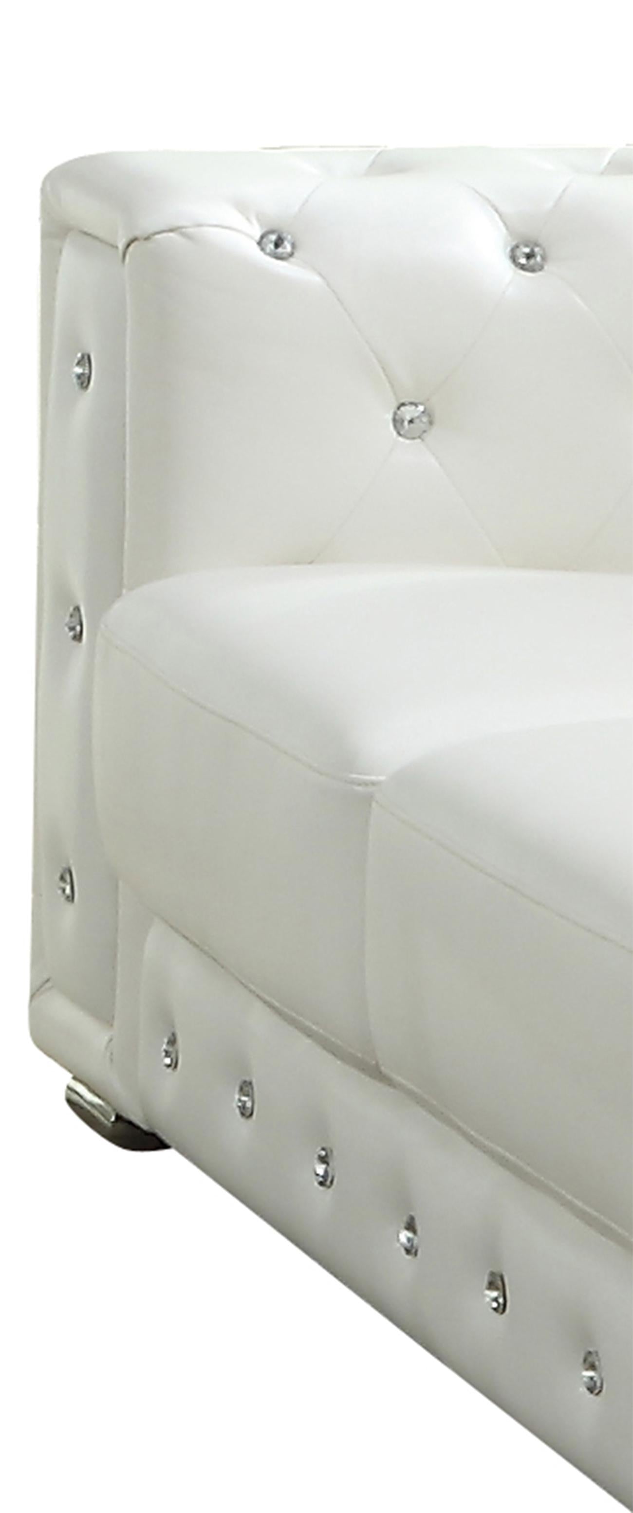 Charlise Modern Style White Loveseat in Faux Leather - ATL FURNITURE