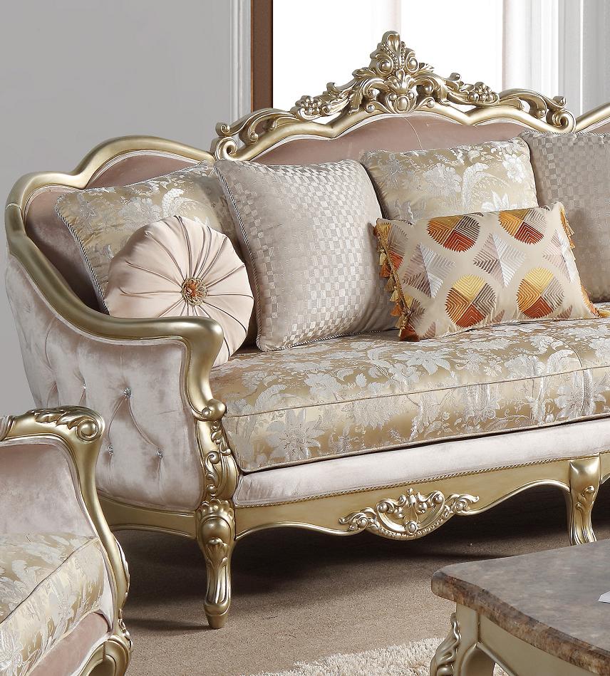 Diana Traditional Style Loveseat in Champagne finish Wood - ATL FURNITURE