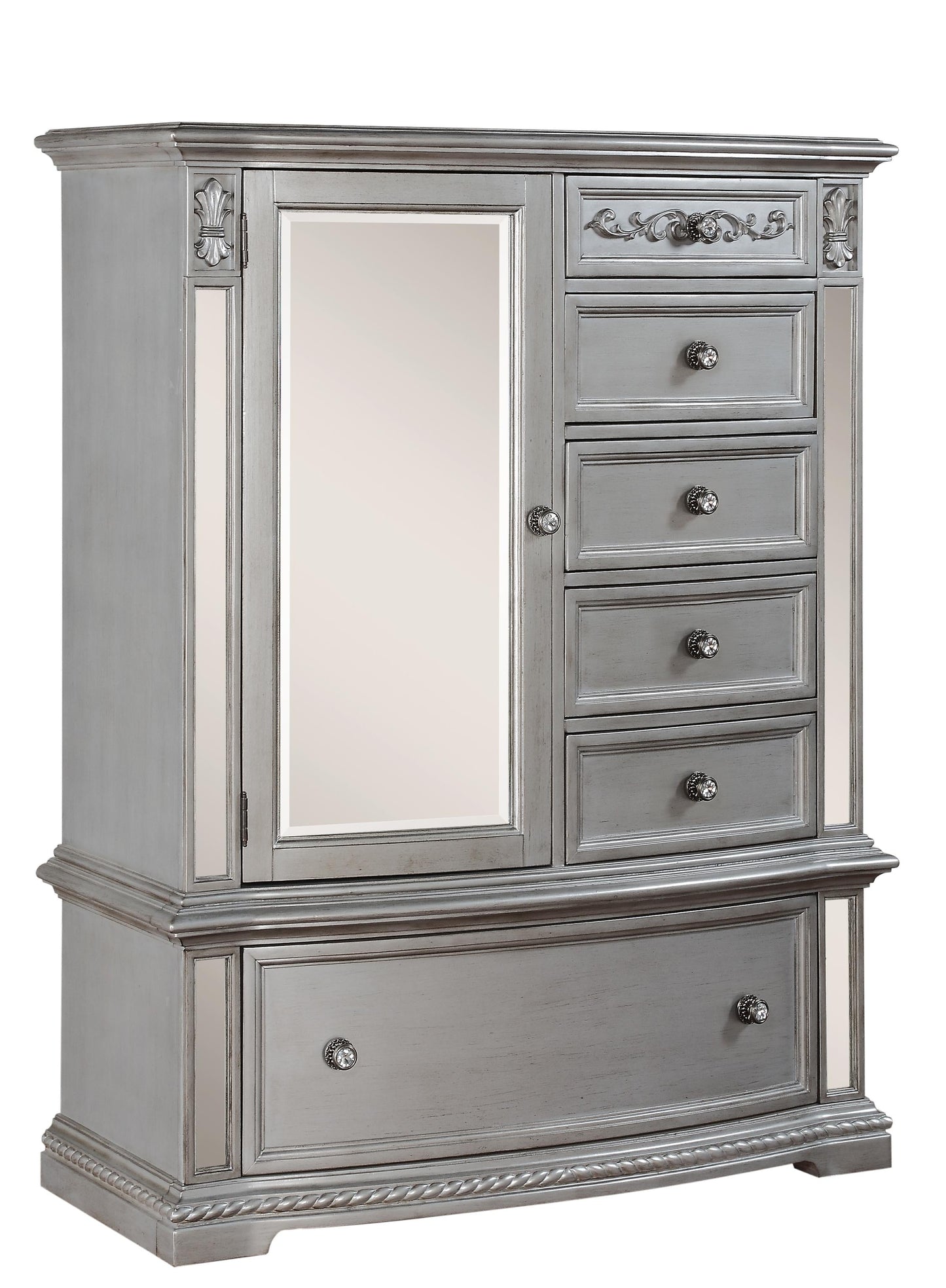 Pamela Traditional Style Chest in Silver finish Wood - ATL FURNITURE