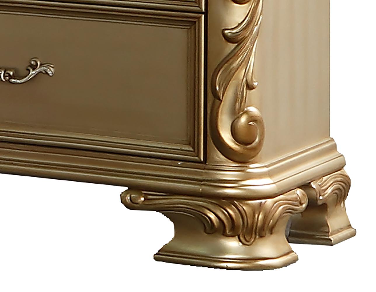 Miranda Transitional Style Nightstand in Gold finish Wood - ATL FURNITURE