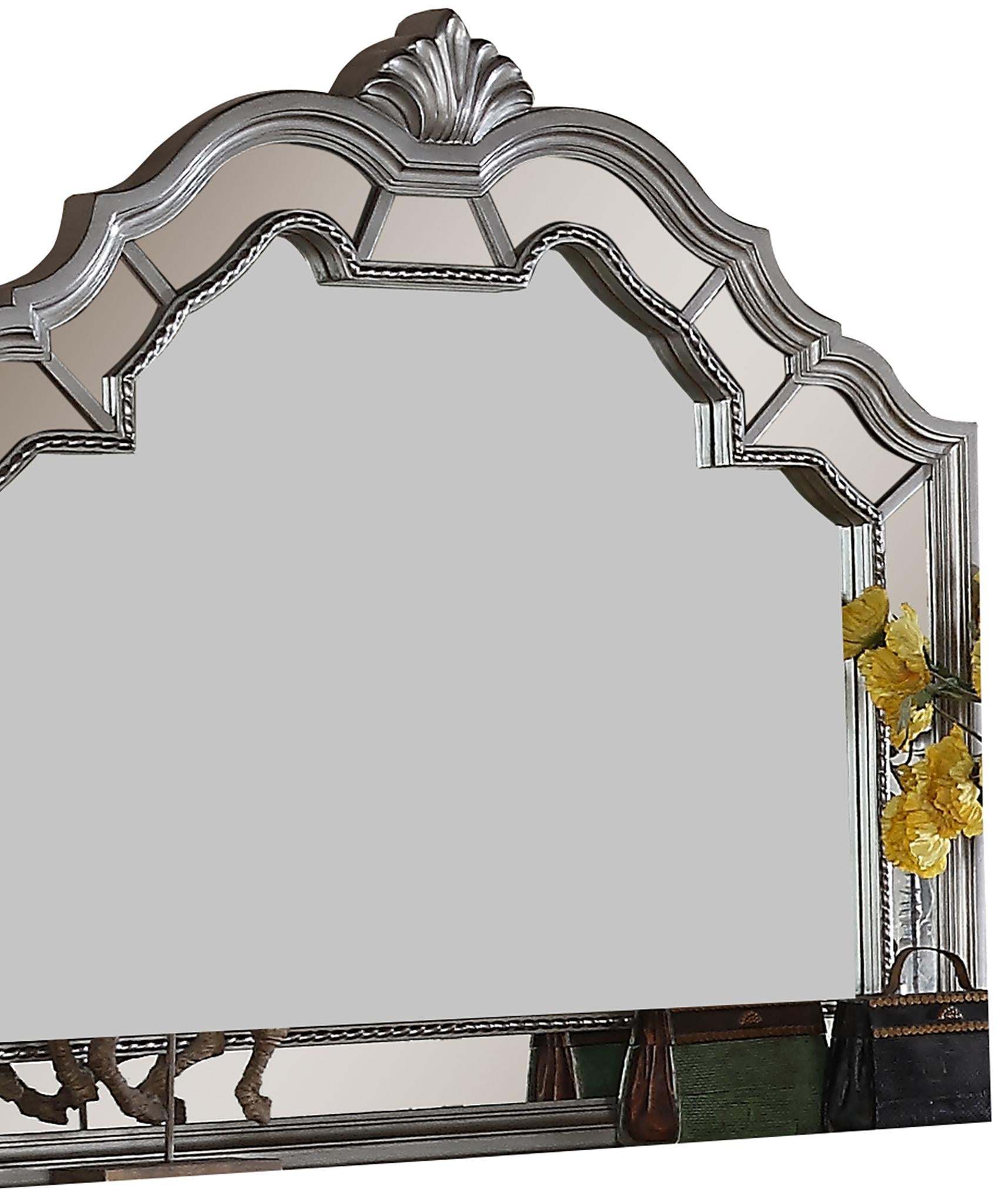 Pamela Transitional Style Mirror in Silver finish Wood - ATL FURNITURE