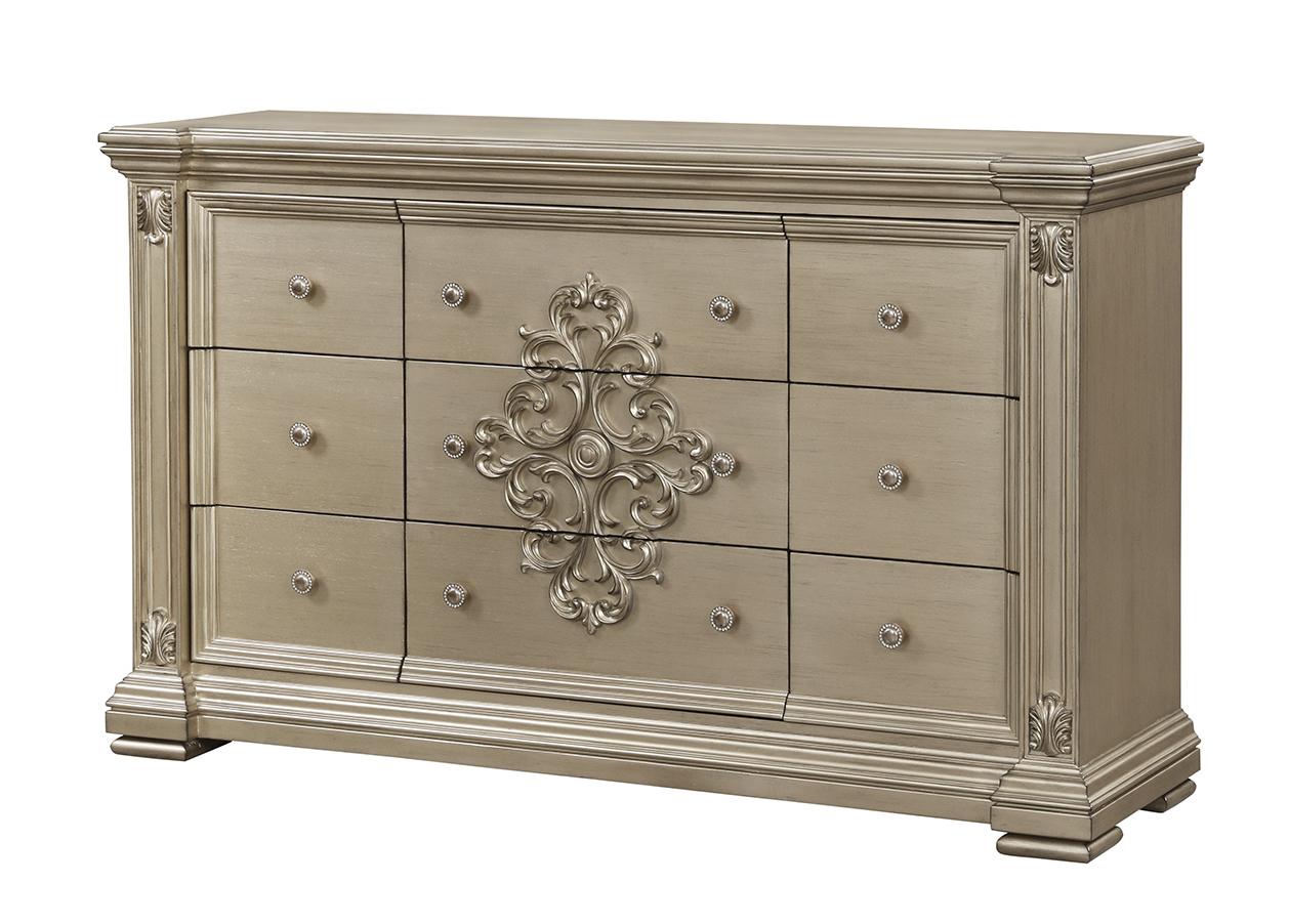 Alicia Transitional Style Dresser in Beige finish Wood - ATL FURNITURE