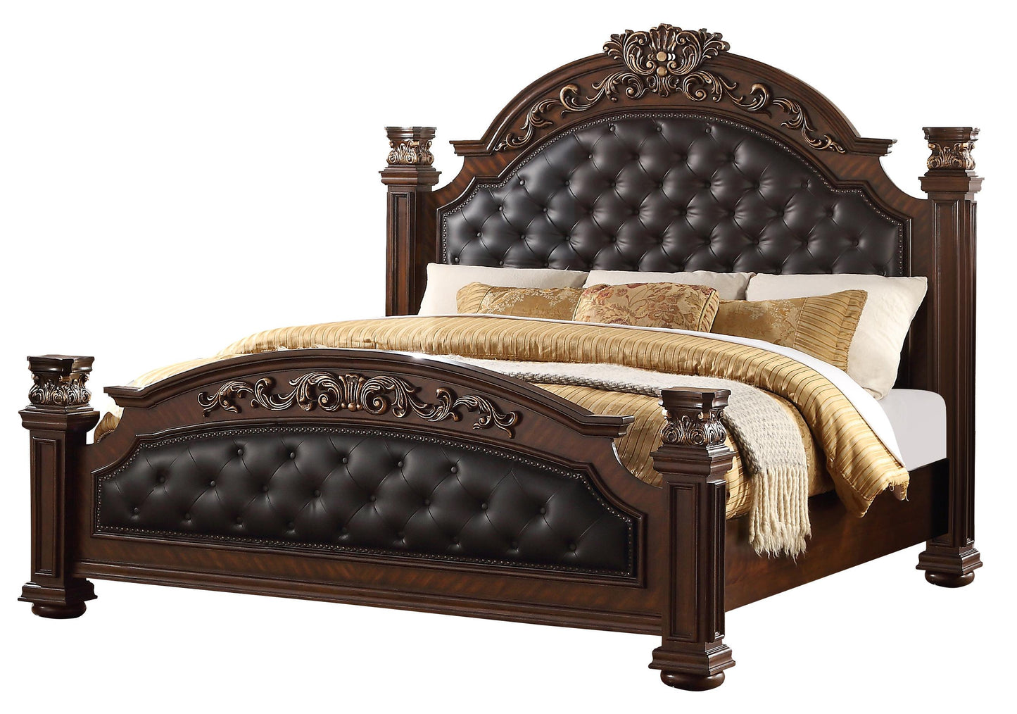 Aspen Traditional Style Queen Bed in Cherry finish Wood - ATL FURNITURE