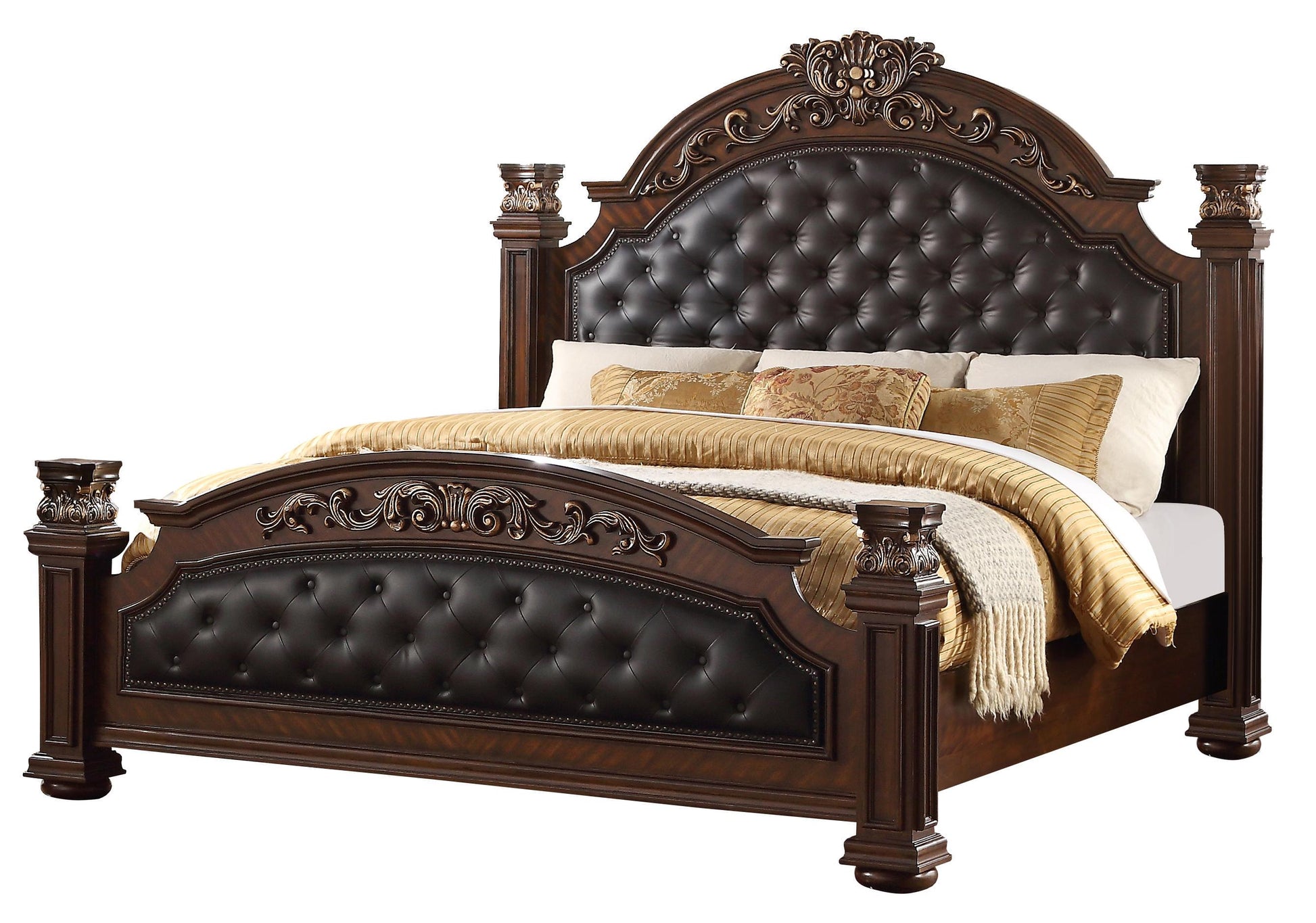 Aspen Traditional Style Queen Bed in Cherry finish Wood - ATL FURNITURE