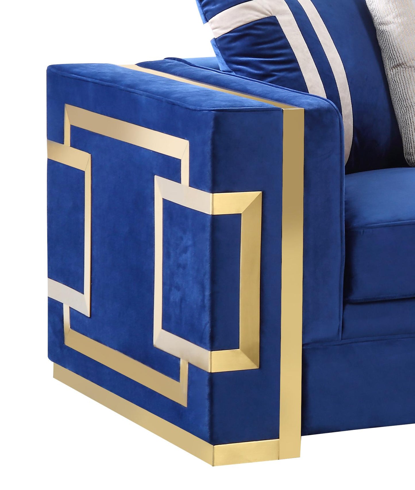 Lawrence Modern Style Navy Chair with Gold Finish - ATL FURNITURE