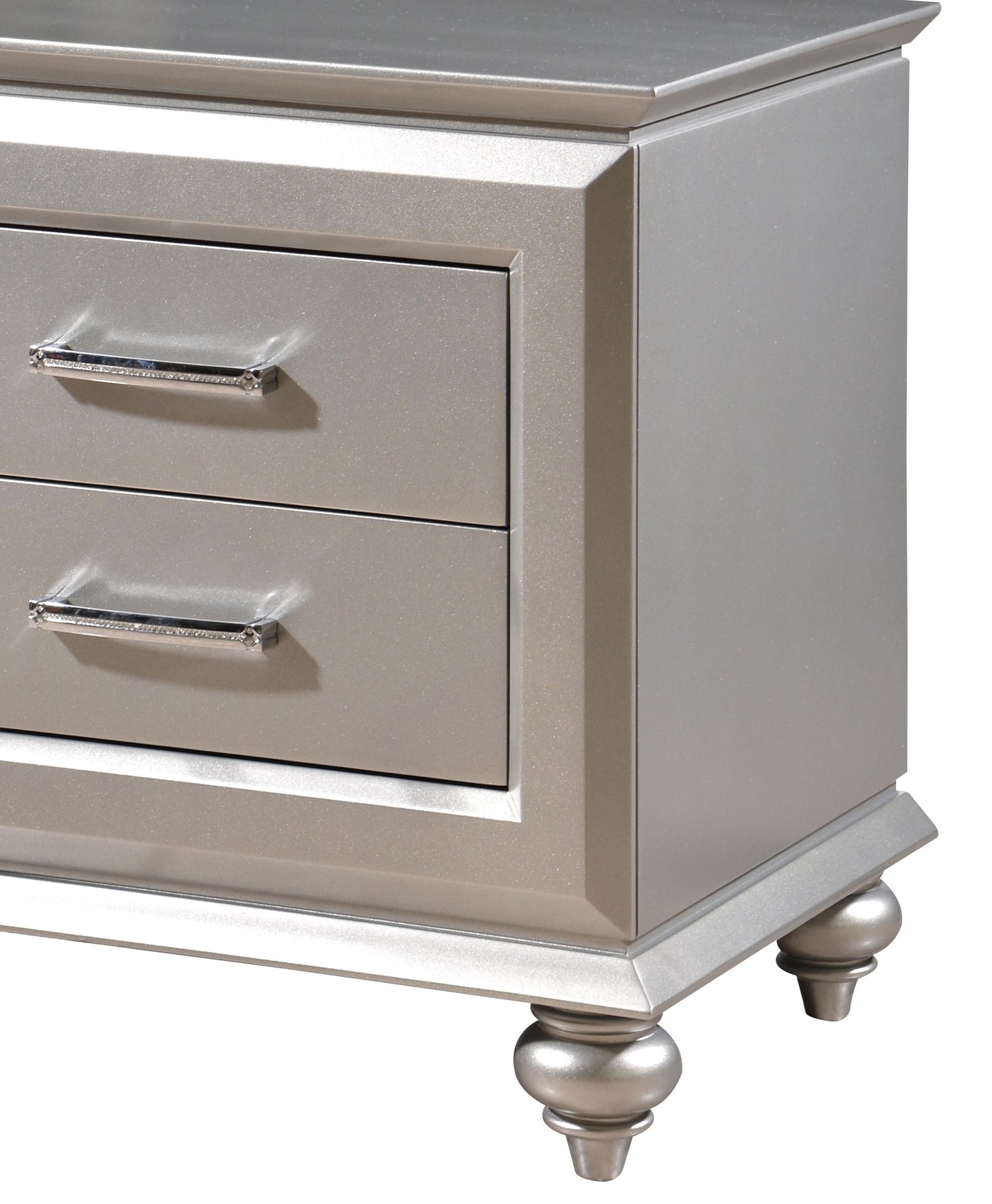 Alia Modern Style Nightstand in Silver finish Wood - ATL FURNITURE