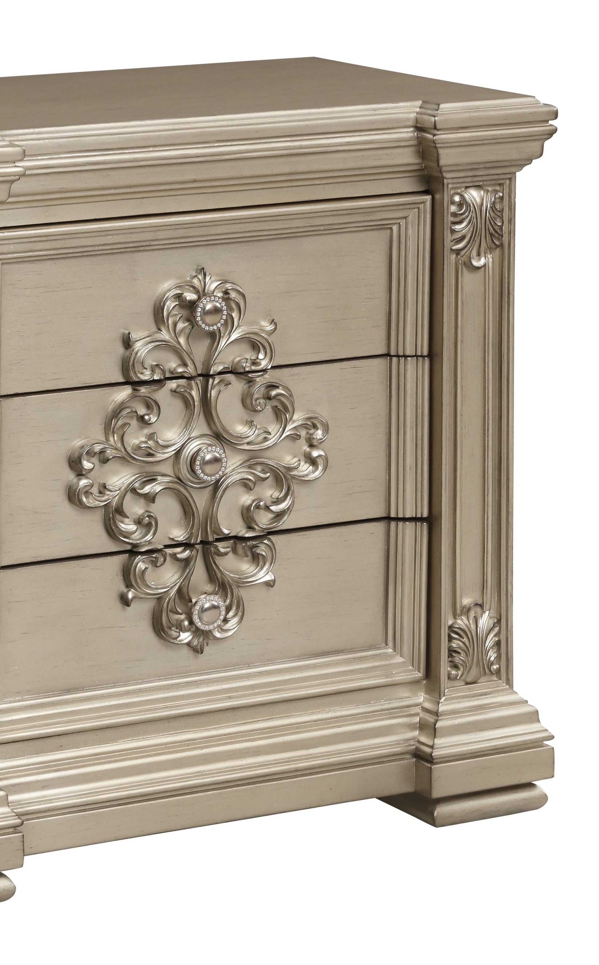 Alicia Transitional Style Nightstand in Beige finish Wood - ATL FURNITURE