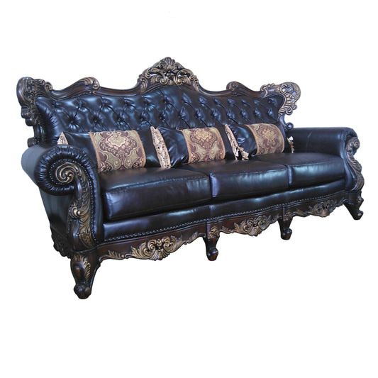 Britney Traditional Style Sofa in Cherry finish Wood - ATL FURNITURE