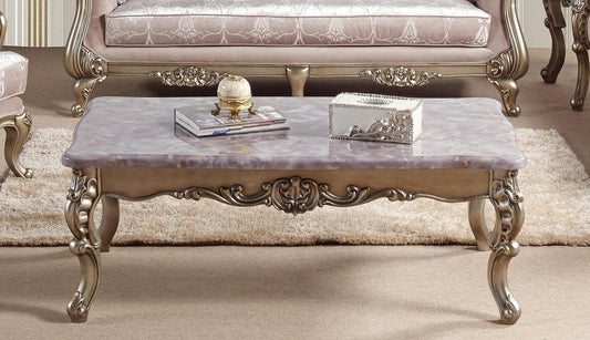 Ariana Traditional Style Coffee Table in Champagne finish Wood - ATL FURNITURE