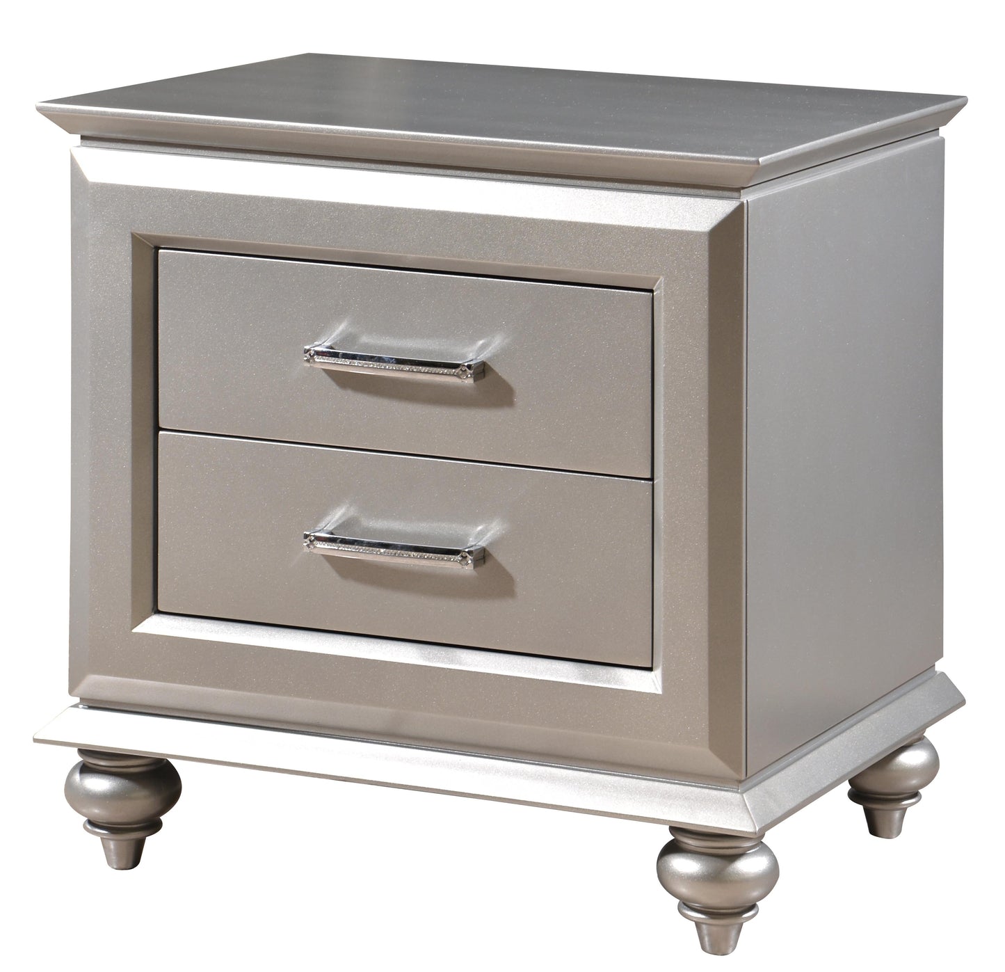 Alia Modern Style Nightstand in Silver finish Wood - ATL FURNITURE