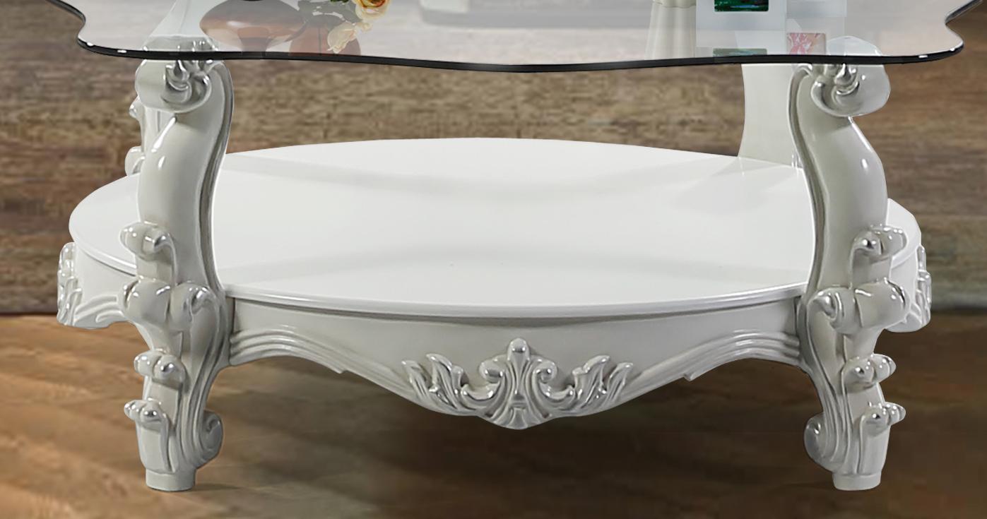 Juliana Traditional Style Coffee Table in Pearl White finish Wood - ATL FURNITURE