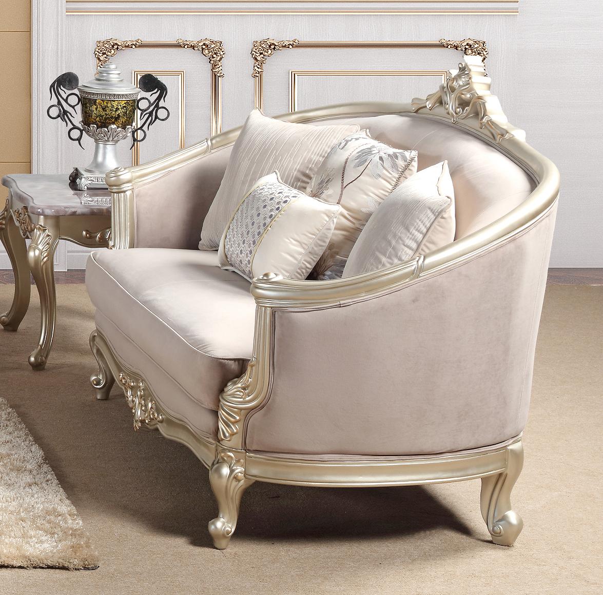 Elanor Traditional Style Loveseat in Champagne finish Wood - ATL FURNITURE