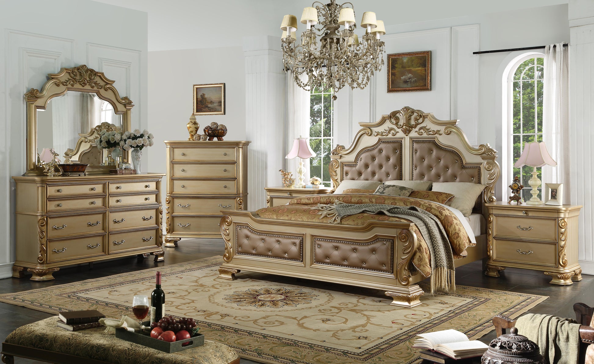 Miranda Transitional Style Dresser in Gold finish Wood - ATL FURNITURE